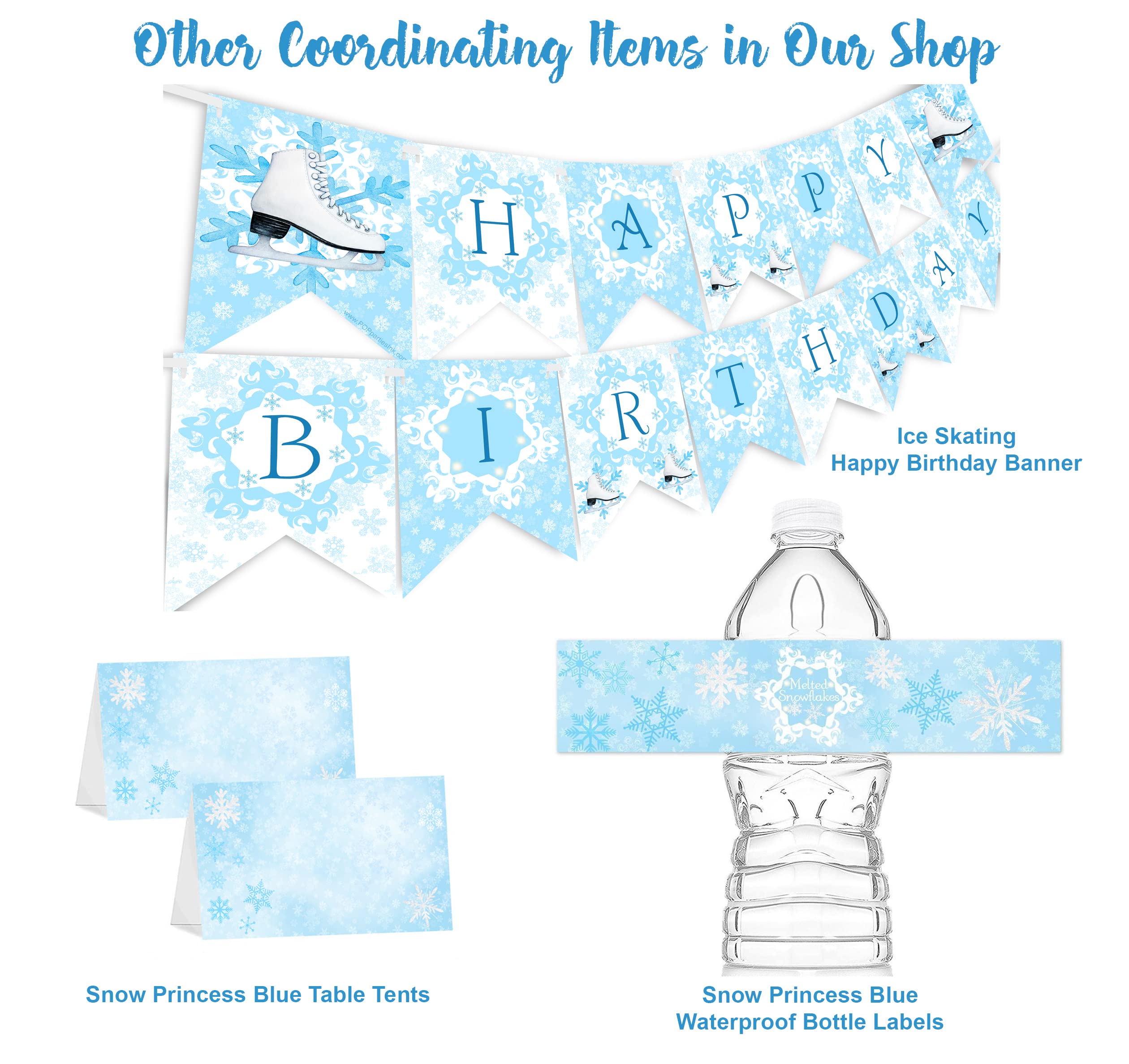 Ice Skating Happy Birthday Banner - Premium Ice Skating Party Supplies & Decorations for Snow Princess Themed Birthday Celebrations - Perfect for Indoor & Outdoor Winter Parties
