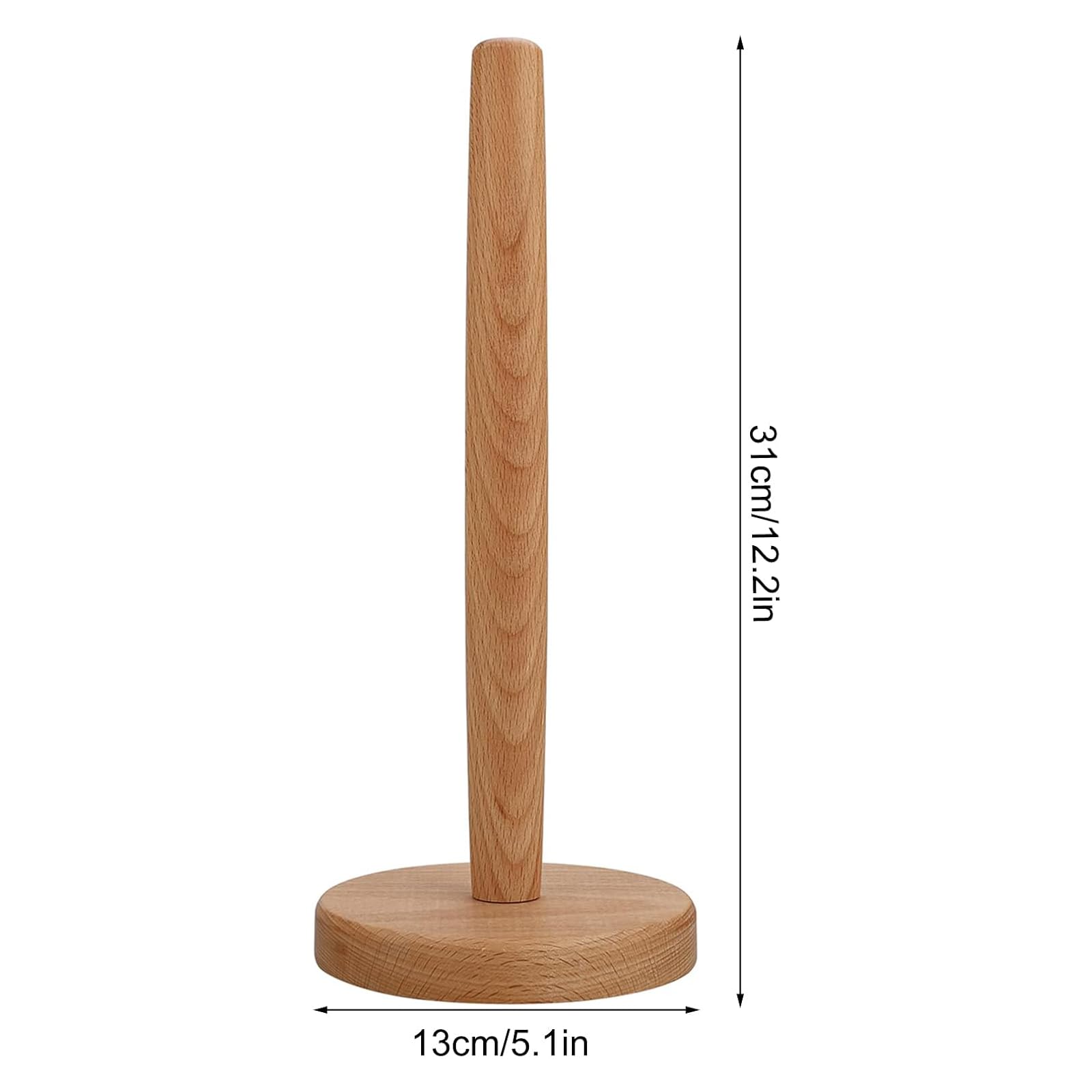 Eco-Friendly Bamboo Paper Towel Holder - Countertop Stand for Kitchen, Bathroom & Office - Fits Standard Paper Rolls - Wooden Organizer with Round Base for Cabinet or Countertop - Perfect for Home, Restaurant & RV Use