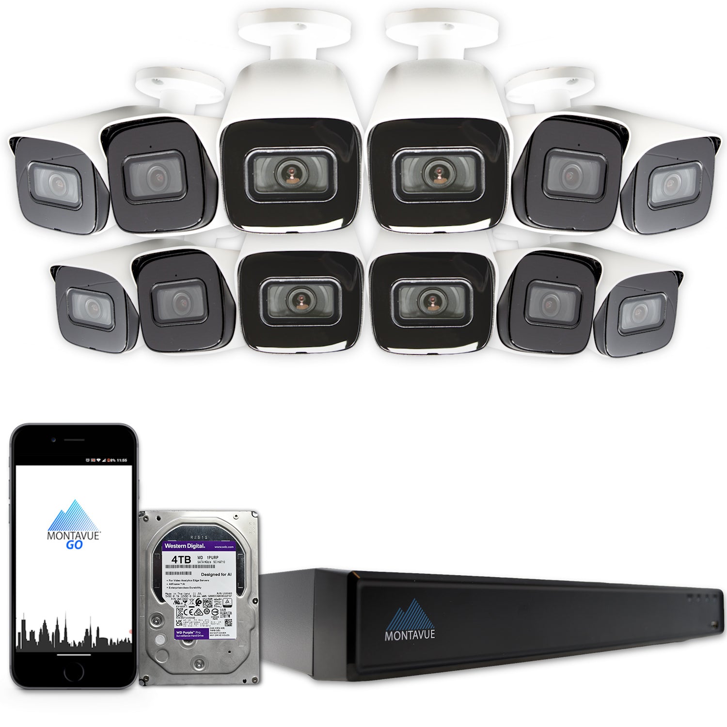 MTB8108 X Package - 8MP 4K SMD 4.0 Bullet Security Cameras & 16 Channel NVR System with 4TB HDD | Outdoor Surveillance, Home & Business Security Monitoring