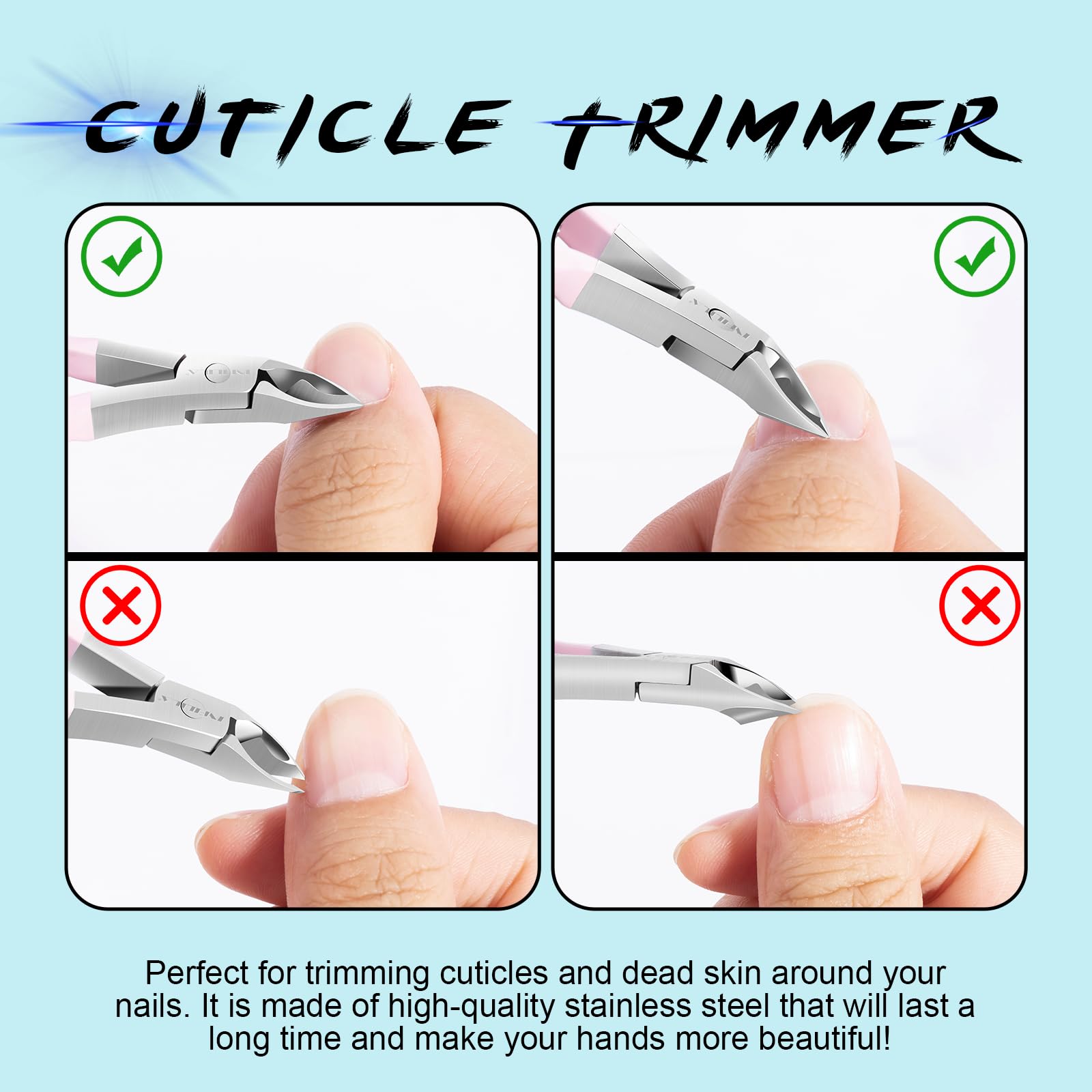 Professional Stainless Steel Cuticle Trimmer & Clippers for Women - Ultra Sharp Full Jaw Nippers for Precise Nail Care - Perfect Gift for Nail Salons, DIY Manicures & Home Use - Ideal for Gel, Acrylic & Natural Nails