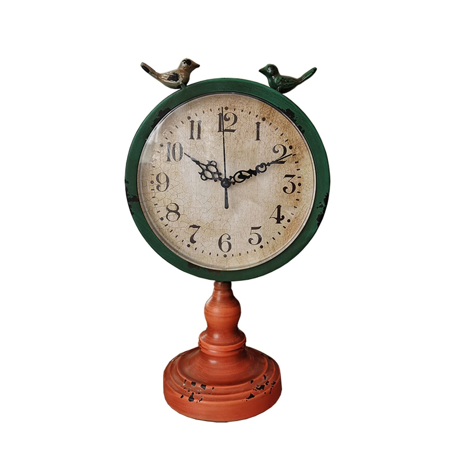 TOMYEUS Retro Rotating Table Clock - Silent Wrought Iron Desk Clock for Living Room, Bedroom & Office | Perfect Home Decor, Shelf & Desktop Ornament