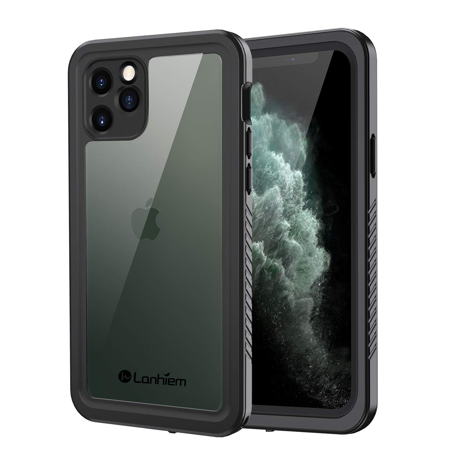 **Lanhiem iPhone 11 Pro Max Case - IP68 Waterproof & Dustproof Heavy Duty Full Body Protection with Built-in Screen Protector, Clear Back Phone Cover (Black) - Perfect for Outdoor, Sports & Extreme Activities**