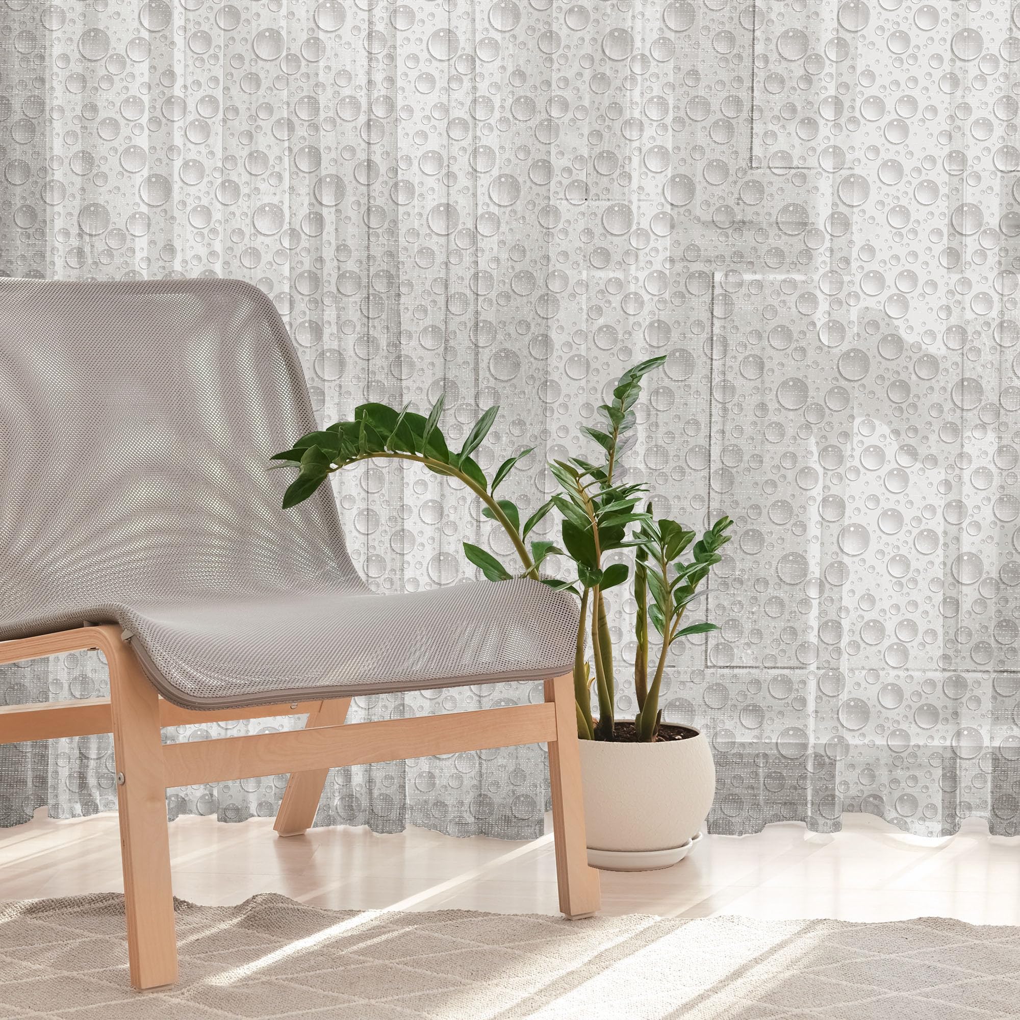 Ambesonne Grey Tulle Curtains with Rod Pocket - Small & Large Bubbles Water Liquid Design, Sheer Drapes for Living Room, Bedroom, Wedding Party (2 Panels, 108