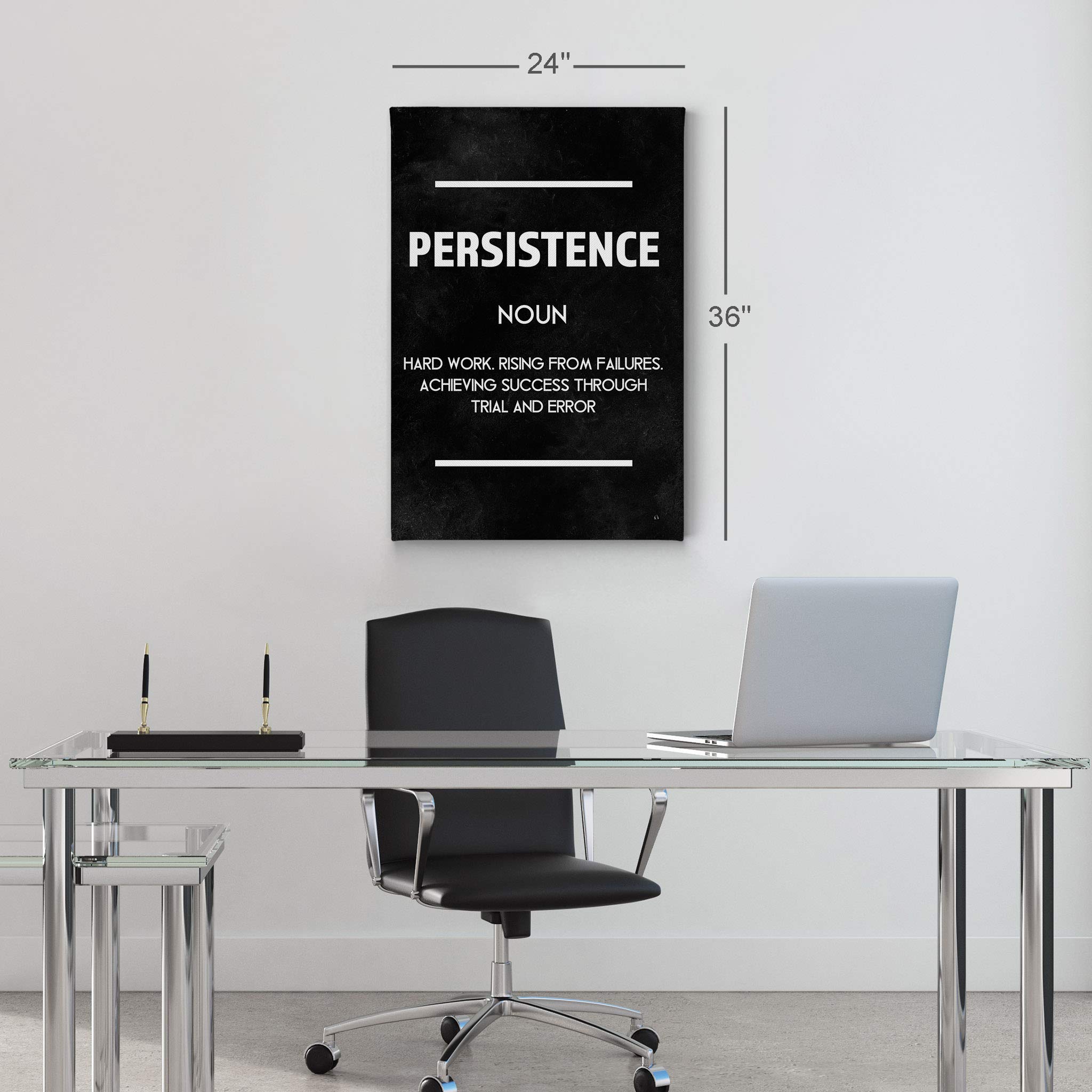 Persistence Definition Dictionary Black Motivational Canvas Wall Art - Inspirational Office & Living Room Decor - Entrepreneur Quote Canvas Print - Ready to Hang 40x30 - Perfect for Home, Office & Gift Giving