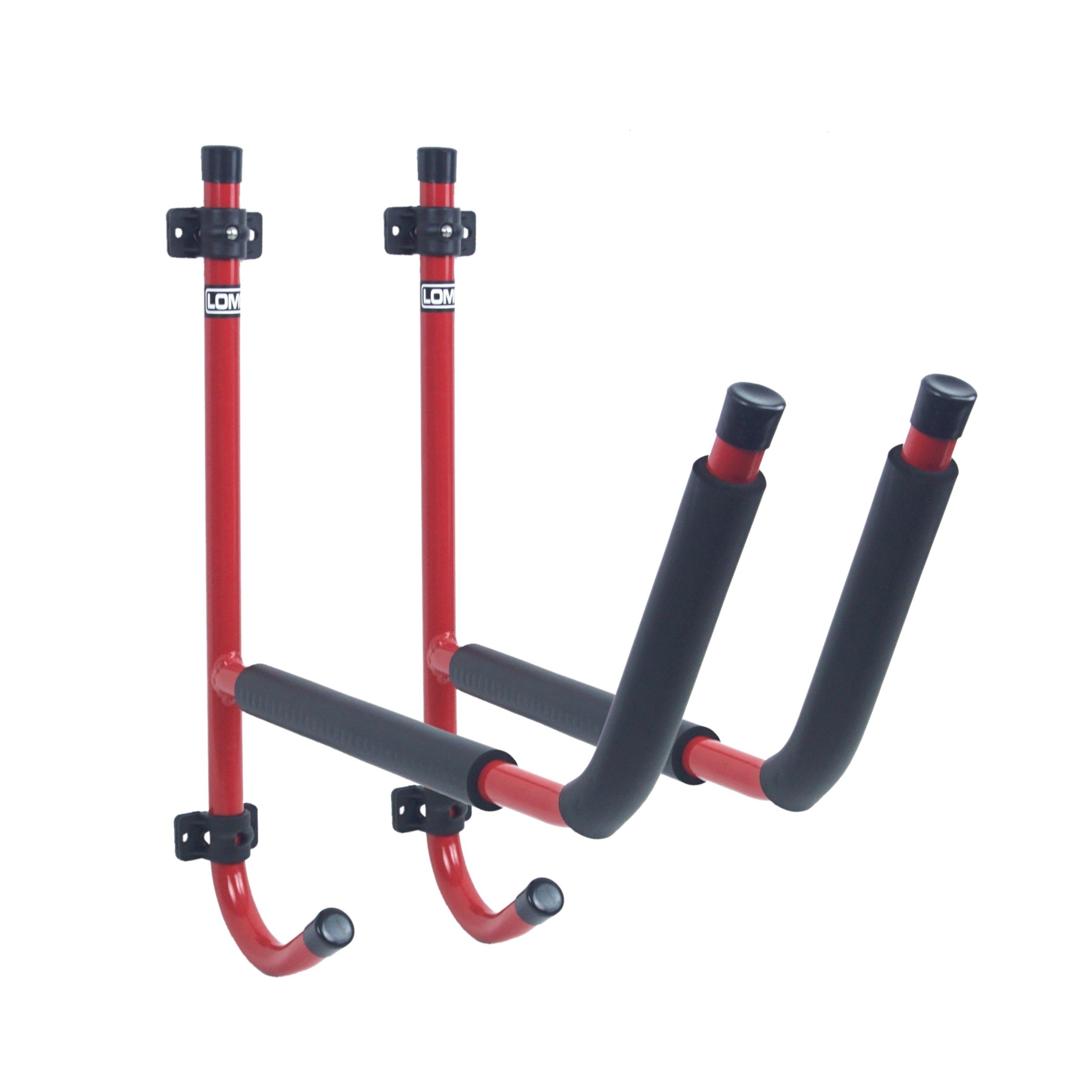 Foldable Wall Mount Kayak Rack - Red | Heavy Duty Storage Solution for Kayaks, Canoes & Paddleboards | Garage, Shed & Outdoor Organization