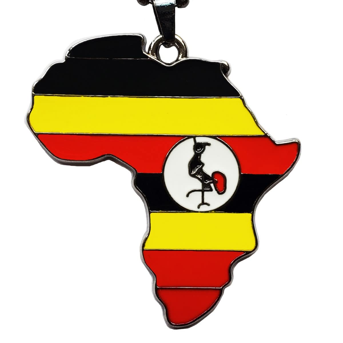 Stylish Uganda Flag Pendant Necklace with African Map Chain - Perfect for Cultural Pride, Travel Enthusiasts & Unique Gift Giving