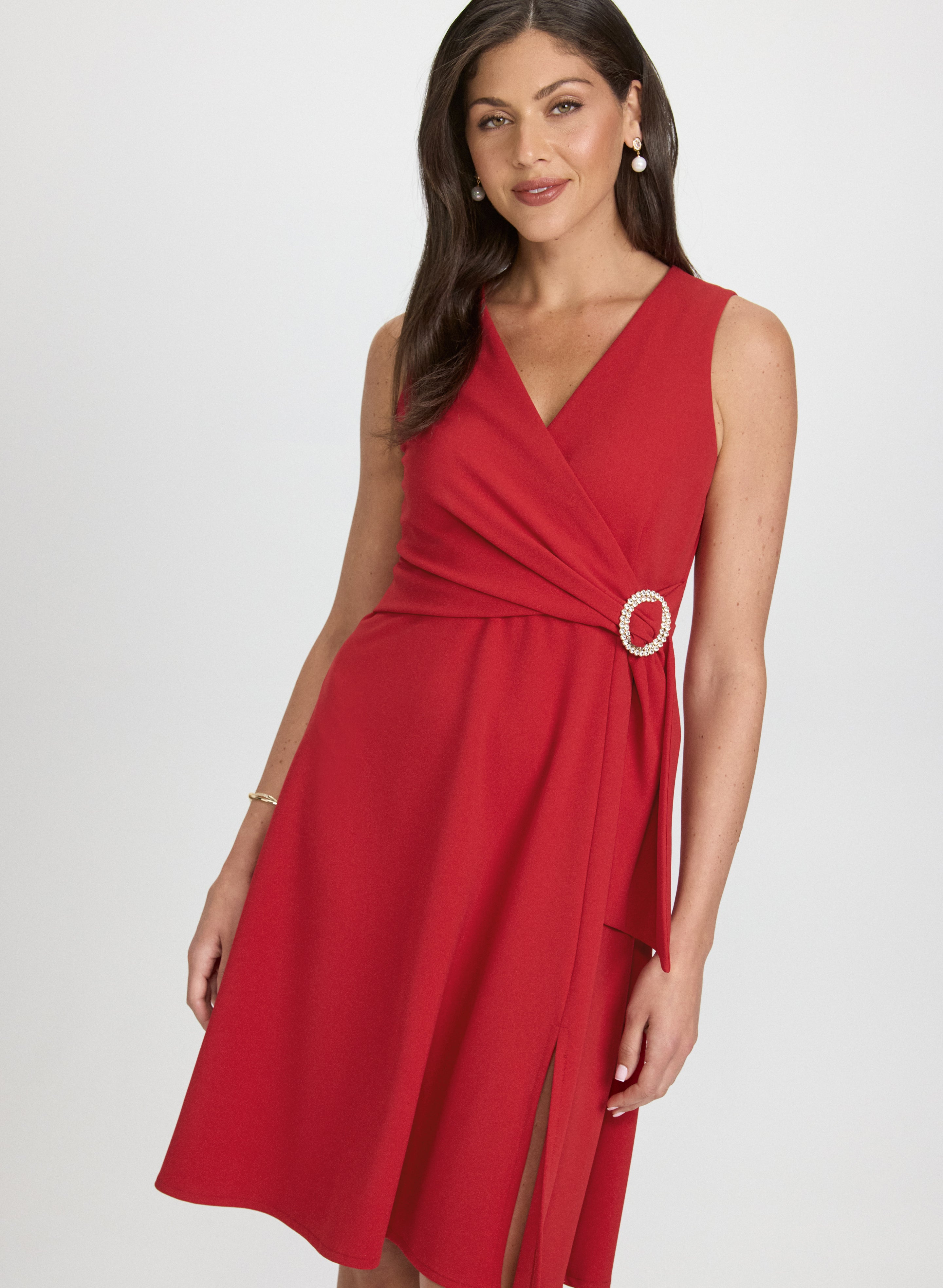 Elegant Crystal Buckle Embellished Party Dress for Women - Perfect for Evening Gala, Wedding Guest & Special Occasions