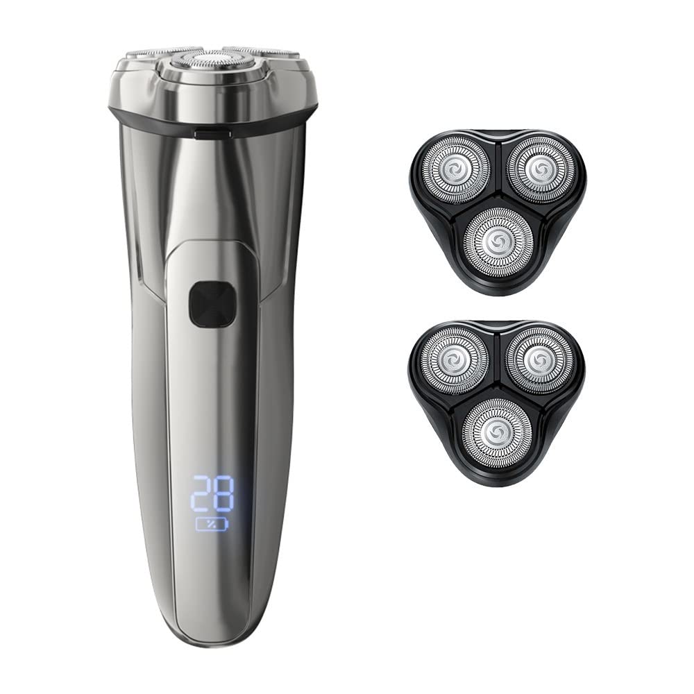 Electric Head Shaver for Bald Men - 3D Floating Triple Blade, IPX7 Waterproof & Rechargeable - Wet/Dry Shaving & Beard Trimming (Steel 3s 2 Head) - Perfect for Travel, Gym & Daily Grooming Routine