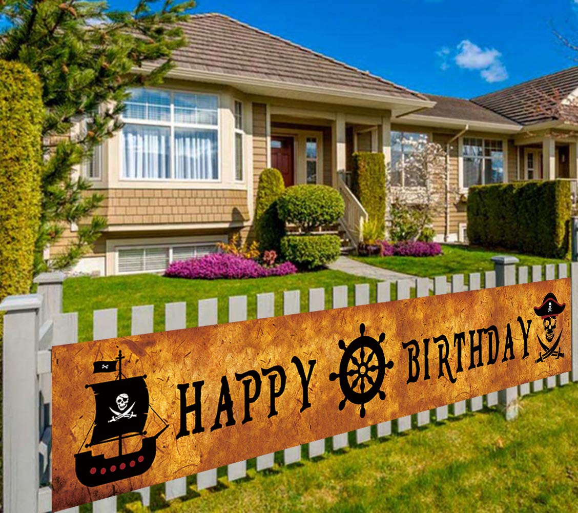 Pirate Birthday Banner - Large Party Decor for Indoor & Outdoor Use