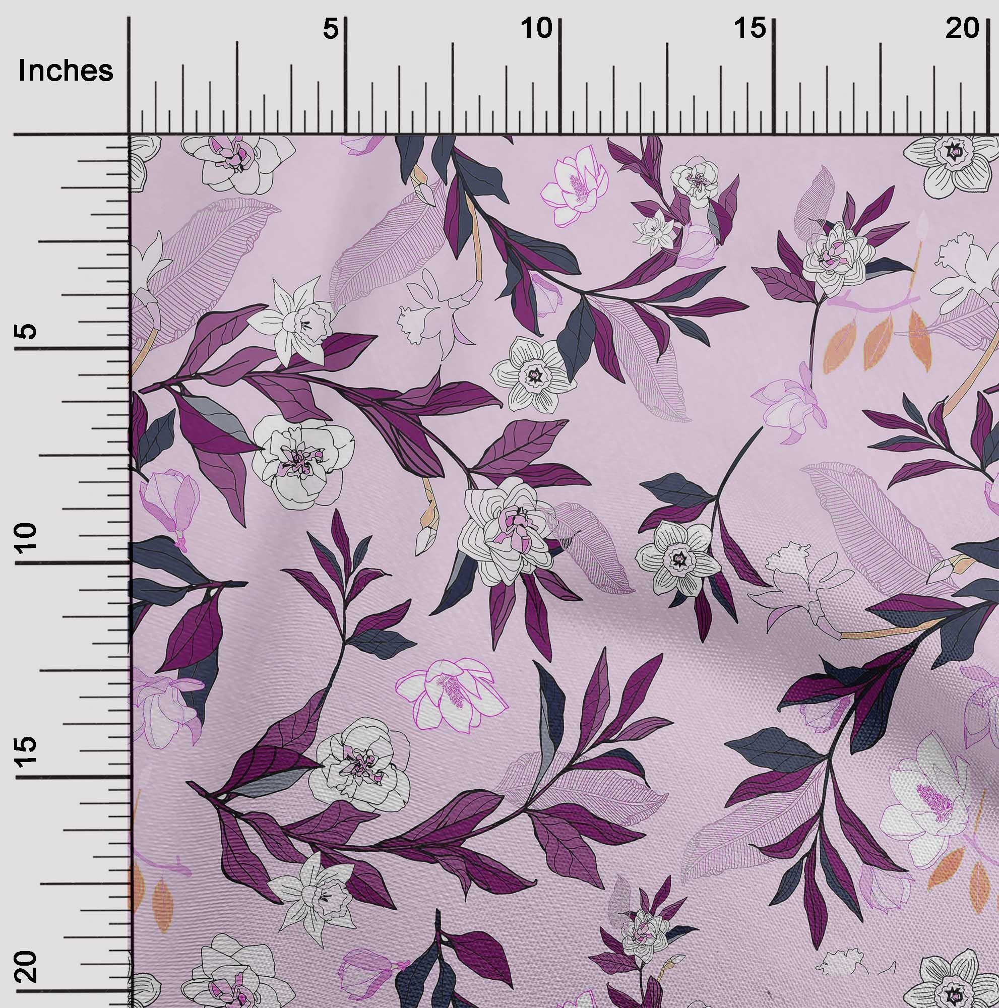 oneOone 56 Inch Wide Polyester Spandex Amethyst Floral Print Fabric by The Yard - Perfect for Dresses, Skirts, and DIY Fashion Projects