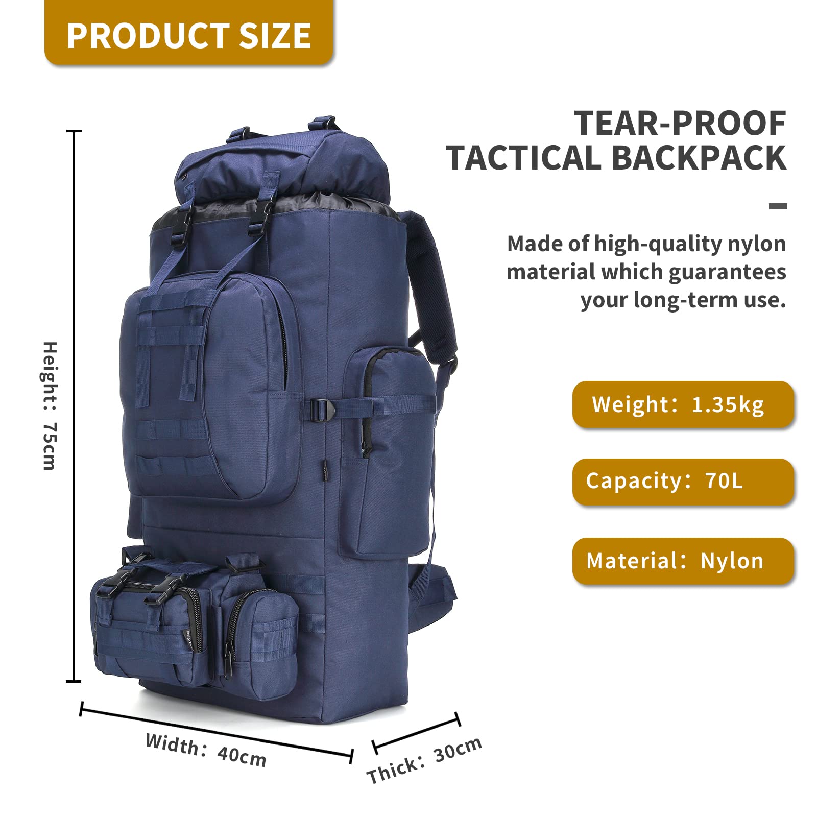 Tactical Military Backpack MOLLE Assault Pack - Durable Outdoor Hiking Camping Backpack for Men - Perfect for Hiking, Travel, and Survival Gear