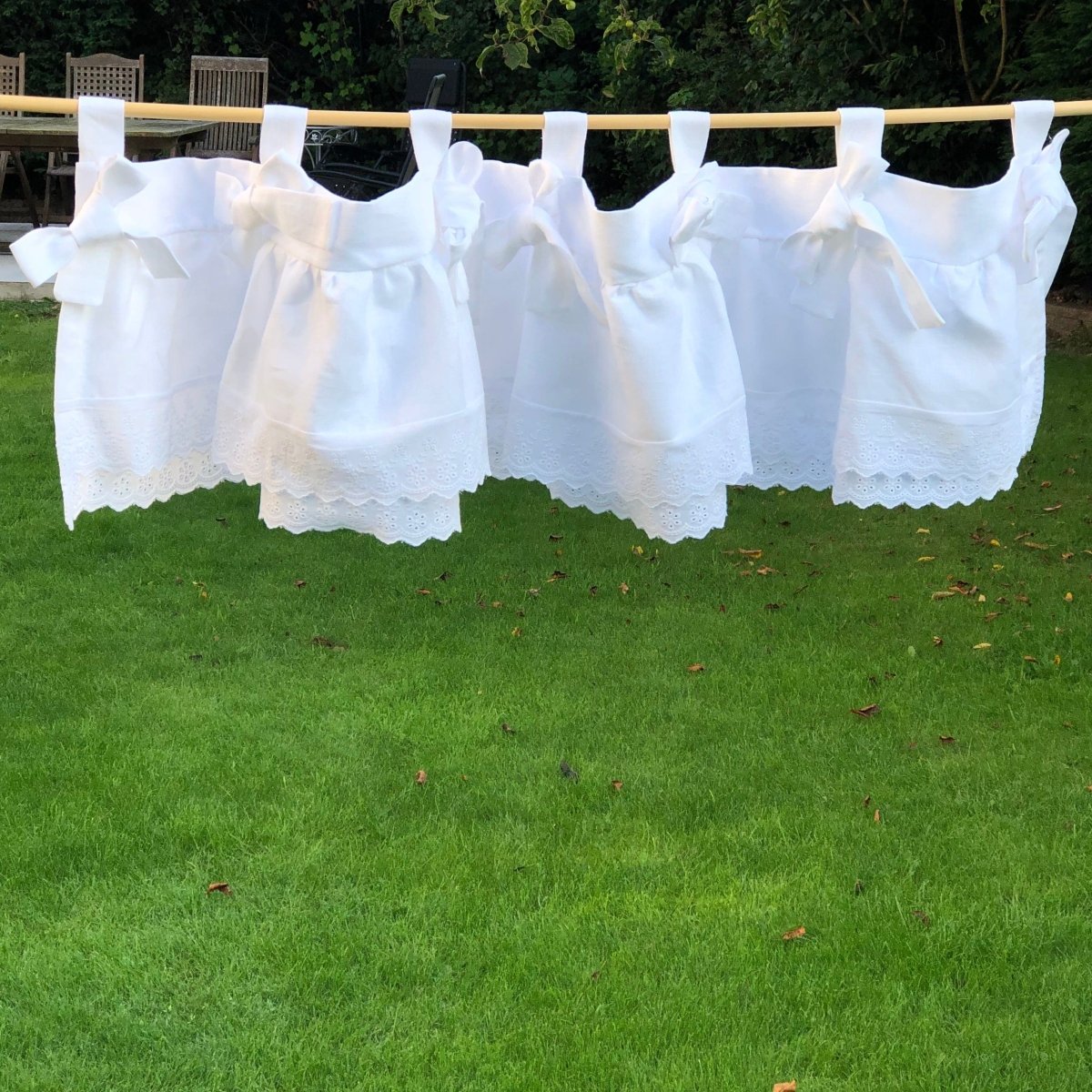 Elegant White Linen Ruffle Bow Valance - Premium Window Treatment for Bedroom & Living Room Decor