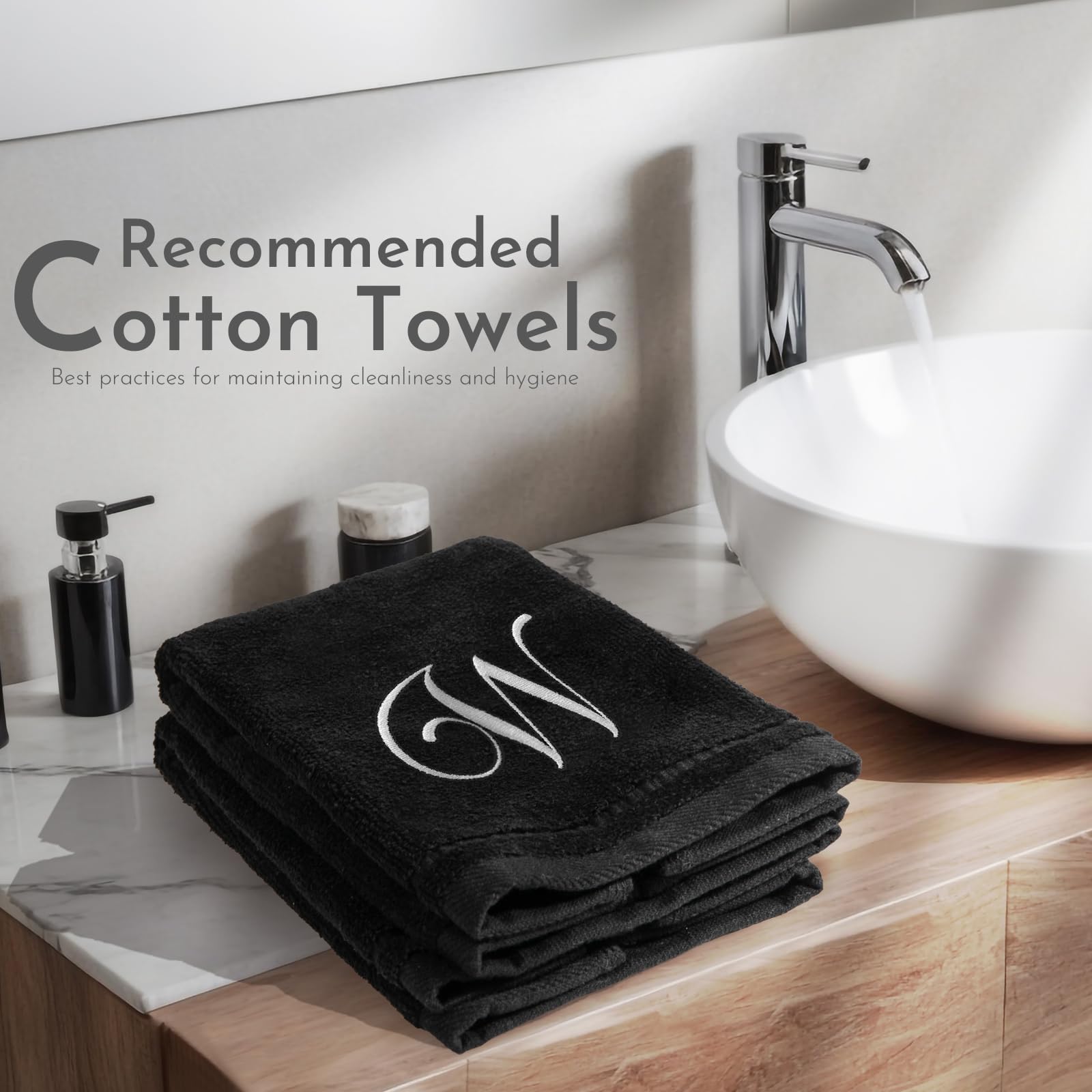 Personalized Monogrammed Hand Towels Set - 100% Cotton Embroidered Bathroom Towels (11