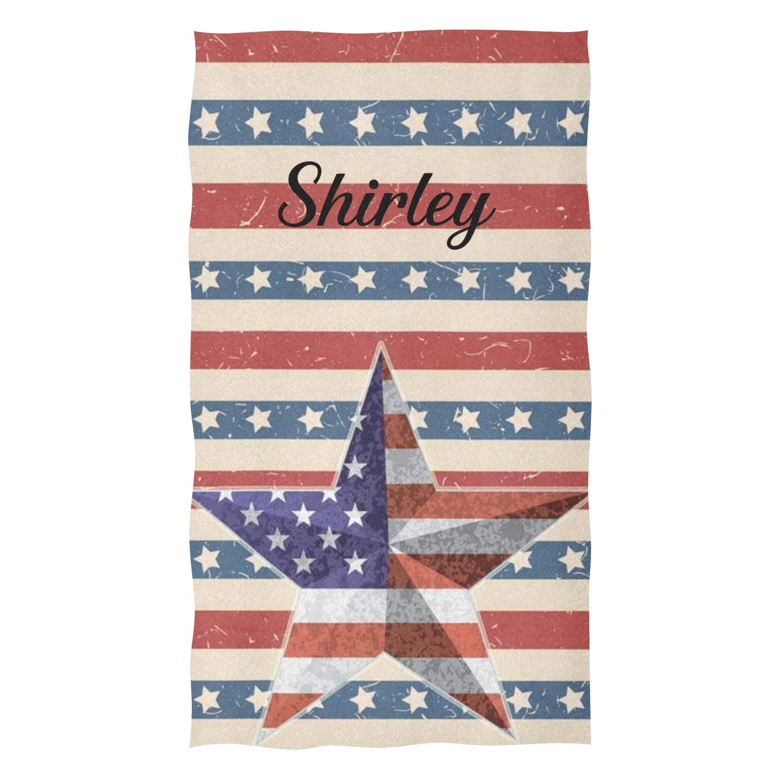Custom Personalized Hand Towels with Name, Stripes & Stars - Soft Microfiber Bath Towel for Bathroom, Kitchen, Hotel, Gym & Spa - 16x28 Inches - Perfect for Gifts, Home Decor & Travel Essentials