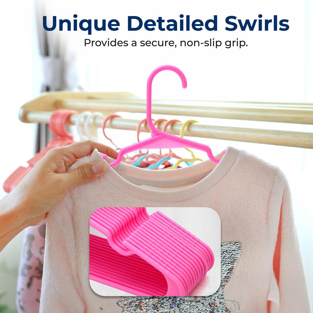 Durable Plastic Kids Hangers - Non-Slip Children's Clothes Hangers (Set of 10) for Organizing Closets, Nursery, and Travel
