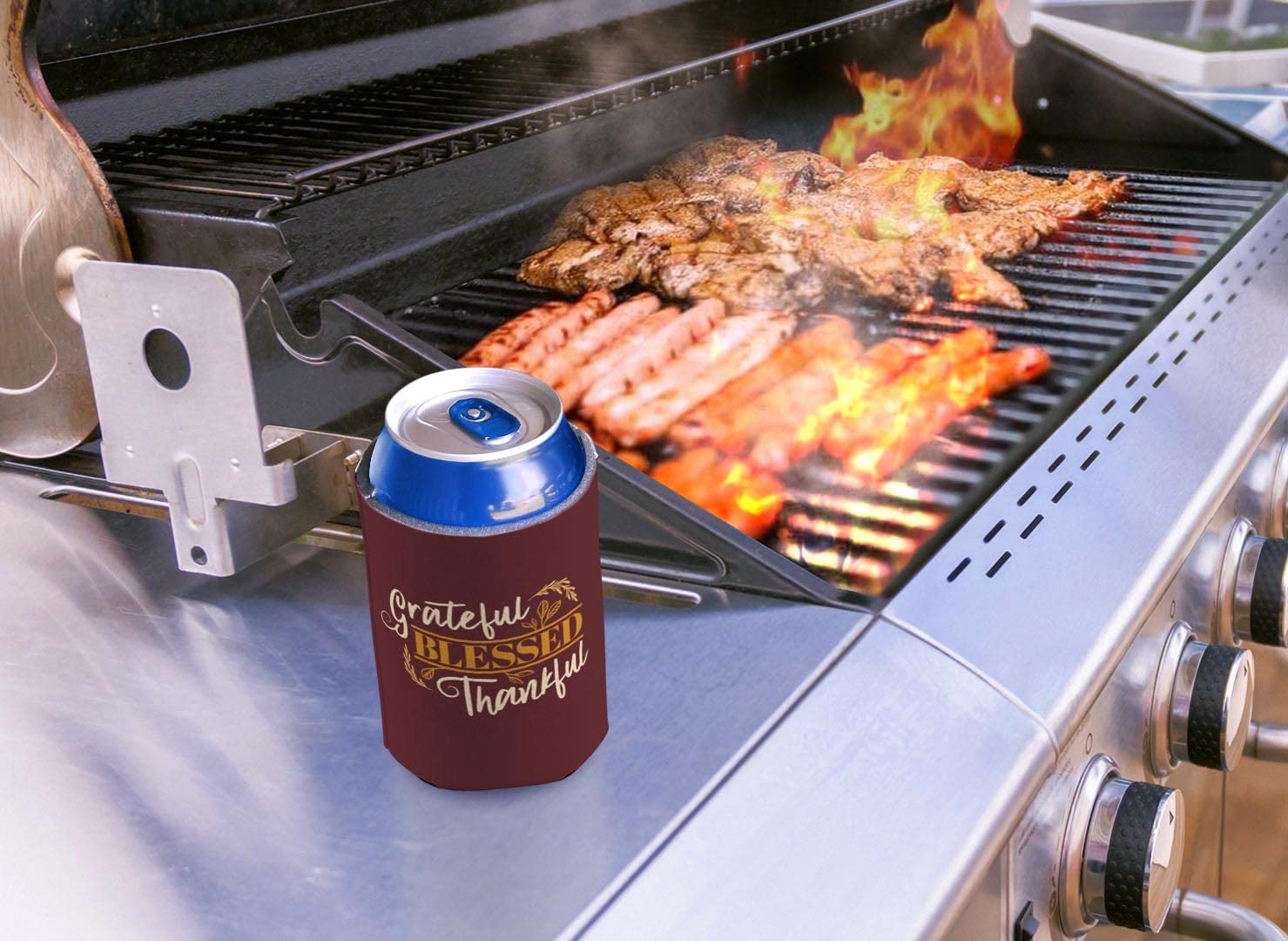 96-Pack Fall Party Supplies - Grateful Blessed Thankful Themed Can Coolers & Koozies for Autumn Gatherings, Thanksgiving, Halloween, and Outdoor Events