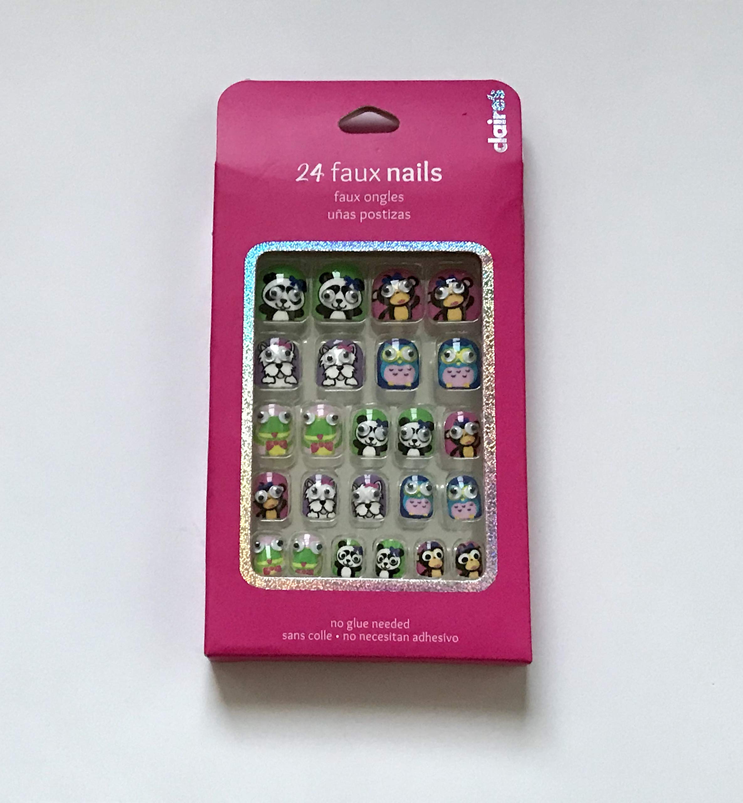 24PCS Animal Fake Nails - Panda Monkey Frog Owl Designs for Women, Long Lasting Press on Nails for Halloween Party, Cosplay, Costume Events & Daily Wear
