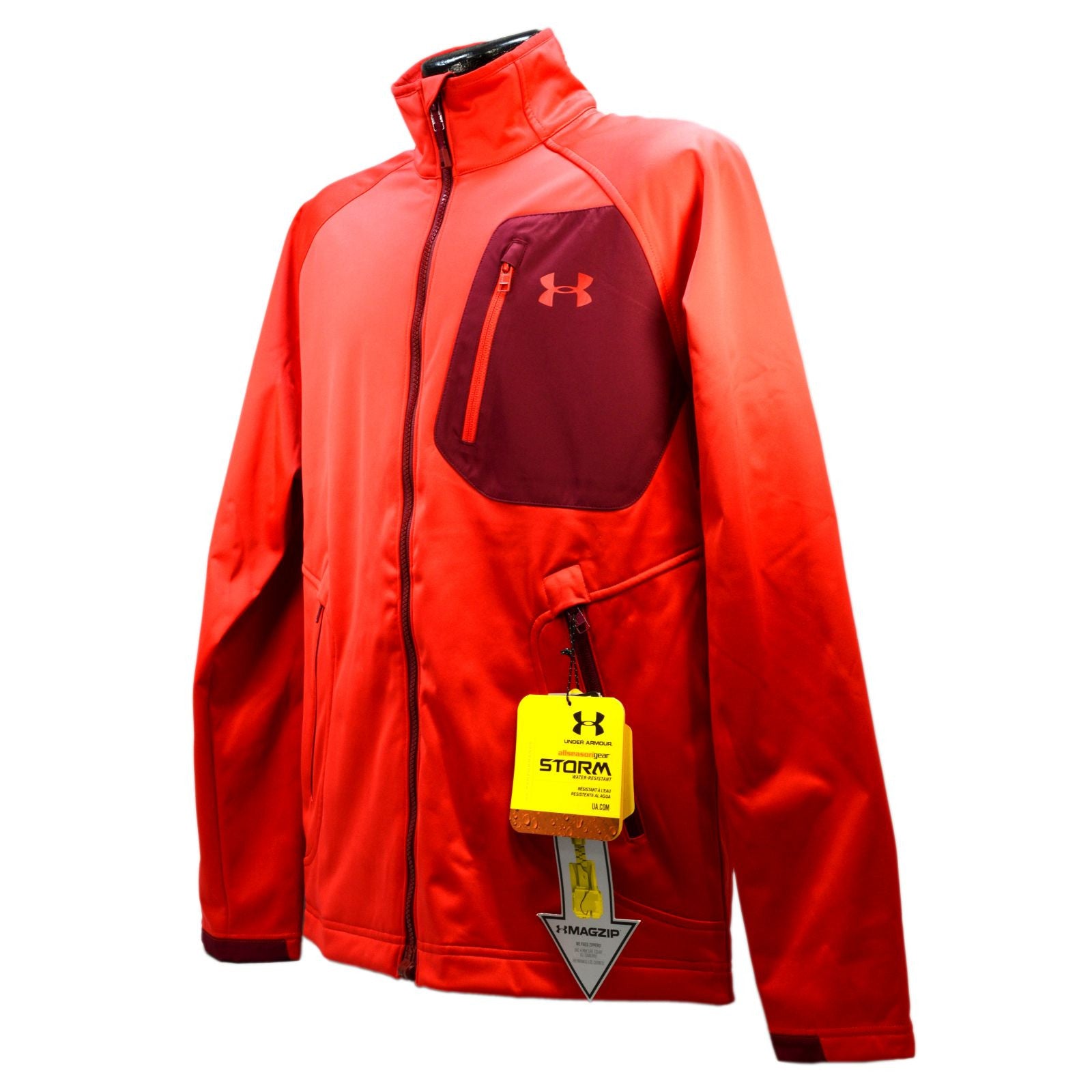 Under Armour Storm Jacket with MagZip - Red, Medium | All-Weather Waterproof Windproof Jacket for Men & Women | Perfect for Hiking, Running & Outdoor Activities