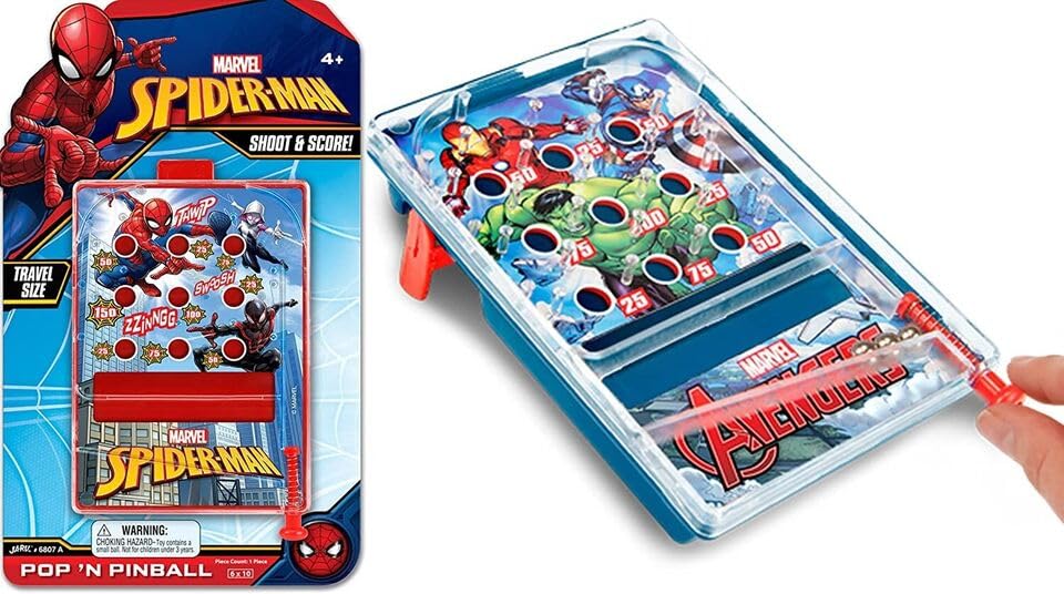 Marvel Avengers Mini Pop 'N Pinball Travel Game Set - 4 Pack Kids Toys for Road Trips, Birthday Gifts & Party Favors