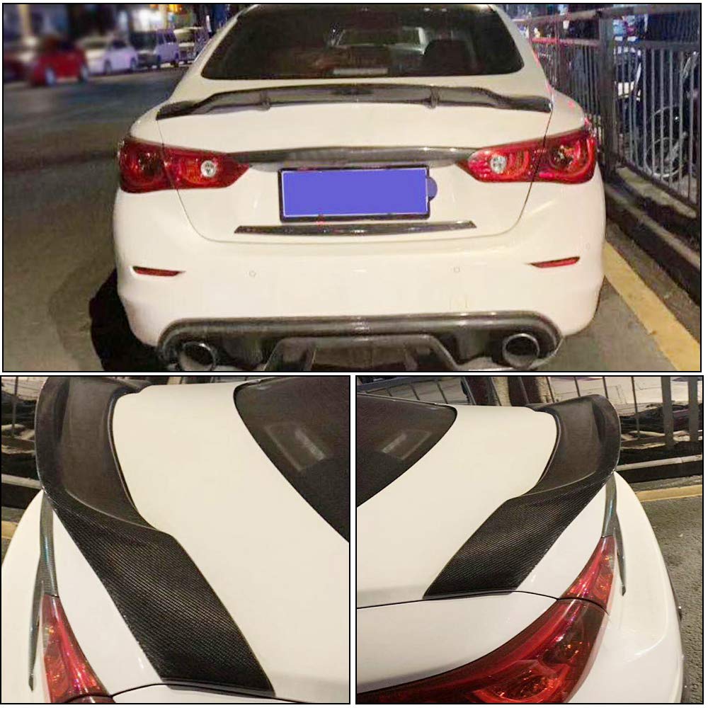 Carbon Fiber Trunk Spoiler for Infiniti Q50 Q50S Sedan 2013-2021 - High Kick Rear Wing Lip Spoiler - OEM Style Boot Lid Upgrade - Perfect for Car Enthusiasts & Street Racing Style
