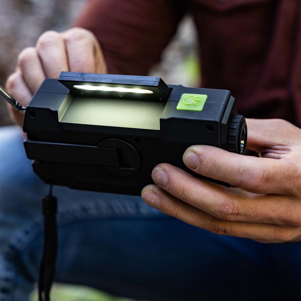 4-in-1 Emergency Solar Flashlight with AM/FM/NOAA Weather Radio, Hand Crank & USB Charger - Perfect for Camping, Hiking, Power Outages & Survival Kits by Ready Hour