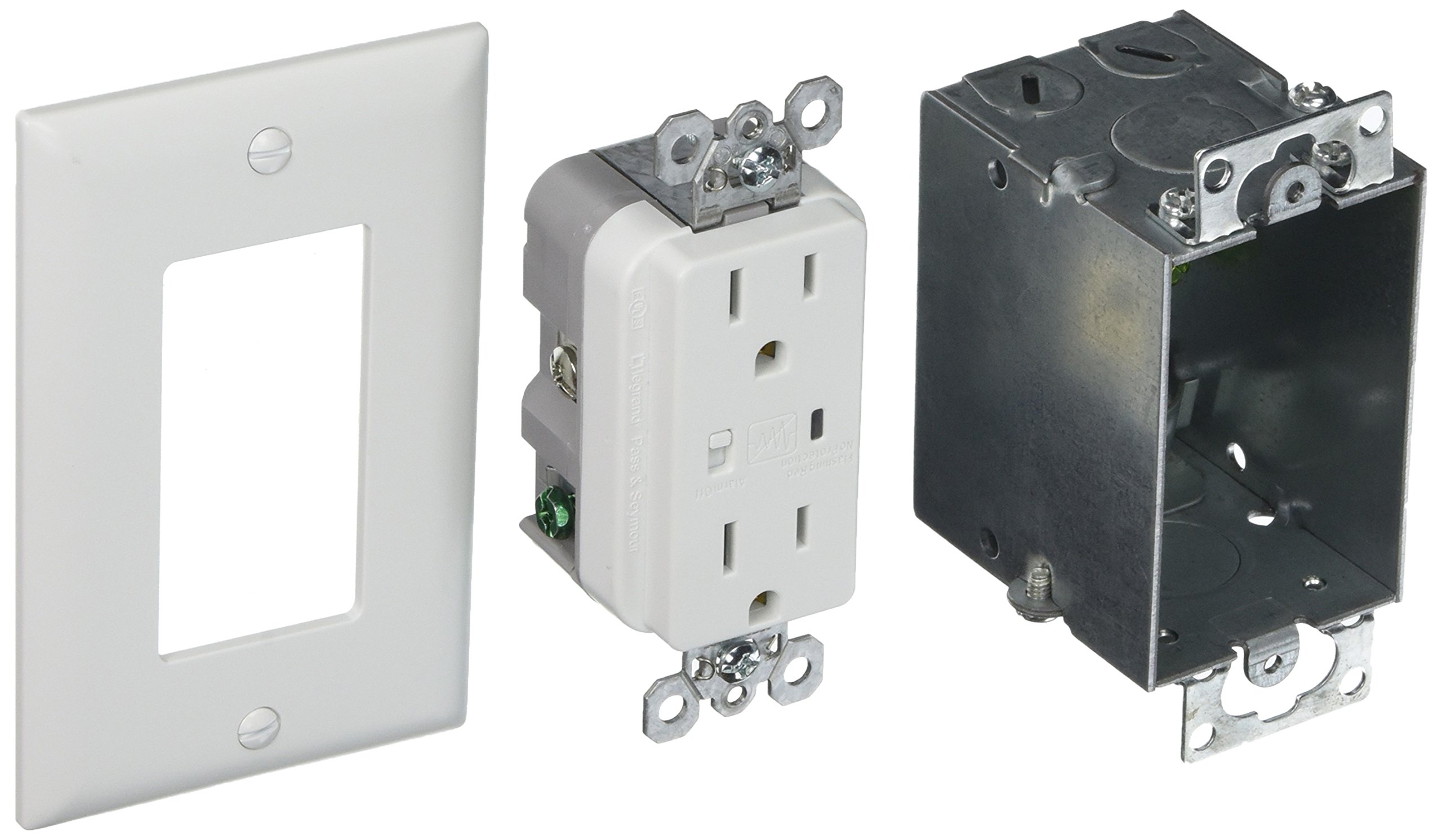 Legrand OnQ Duplex Outlet Kit with Surge Protection - Recessed Power Outlet for Networking & Home Office, Compatible with Standard Knockouts (Model 36456902V1) - Ideal for Smart Homes, Data Centers & Workstations