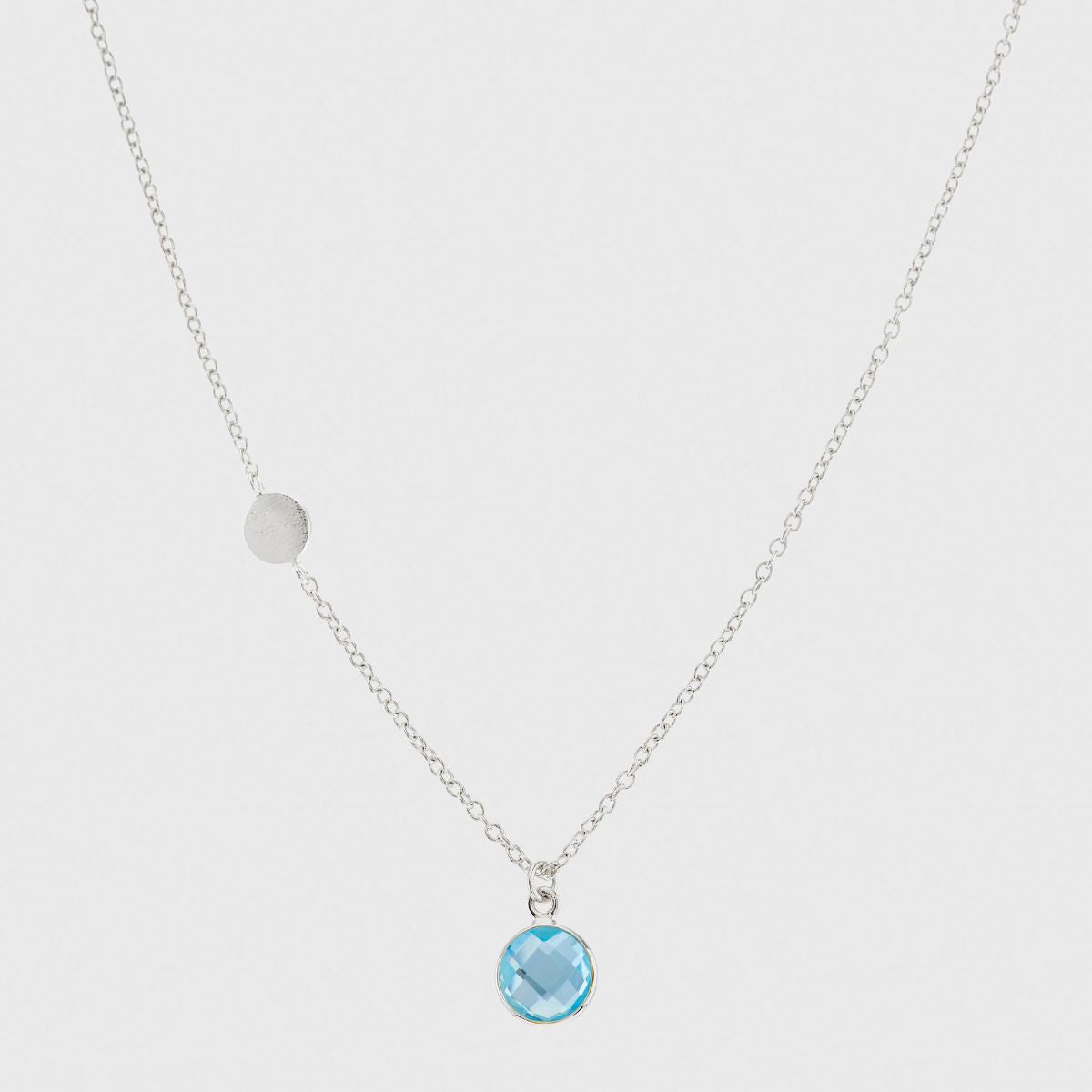 Salina Blue Topaz & Sterling Silver Disc Necklace – Elegant Jewelry for Women, Perfect for Weddings, Parties & Everyday Wear
