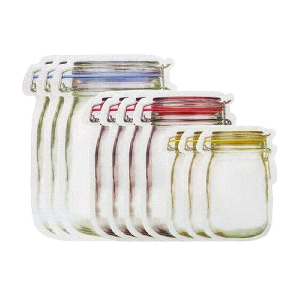 Eco-Friendly Reusable Mason Jar Storage Bags - 10 Pack Airtight Food Saver Bags for Snacks, Produce & Meal Prep | Perfect for Kitchen Organization, Picnics & Zero-Waste Lifestyle