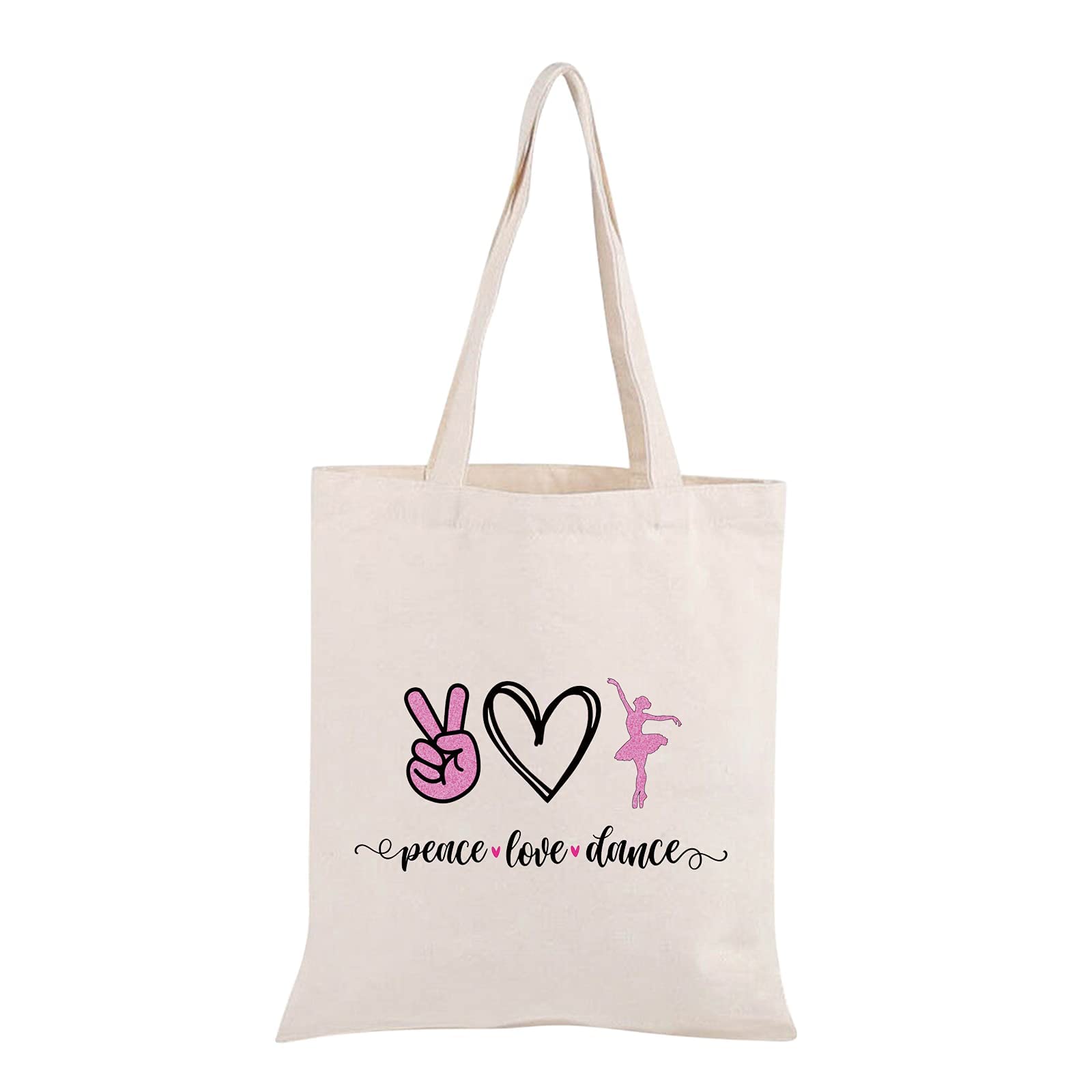 JXGZSO Ballet Dance Tote Bag - Peace Love Dance Shoulder Bag Organizer for Dancers, Teachers & Coaches - Perfect for Dance Classes, Rehearsals & Gifts