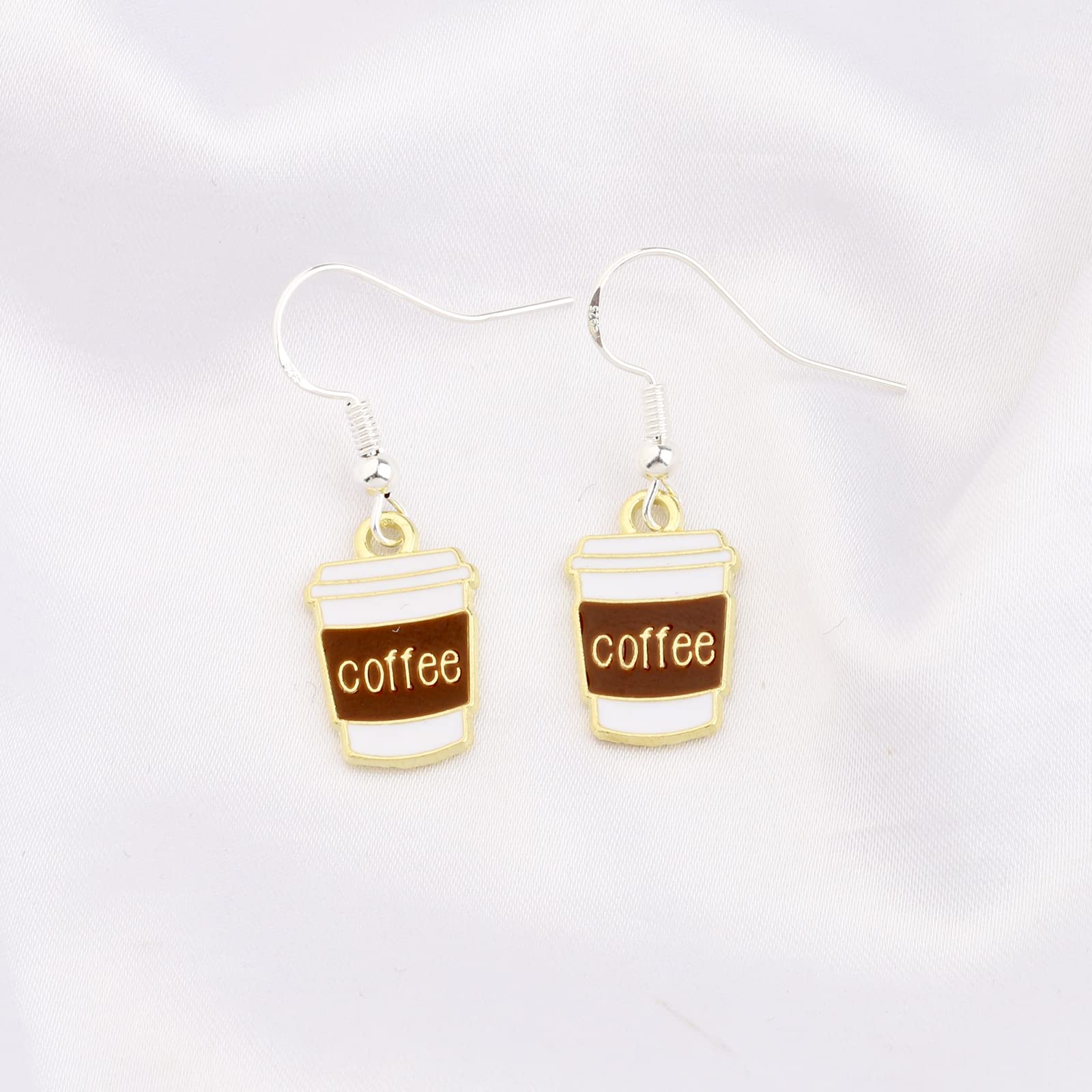BNQL Dangle Coffee Cup Earrings for Women - Unique Coffee Lover Gifts - Handmade Jewelry for Baristas & Coffee Enthusiasts - Perfect for Birthdays, Christmas & Everyday Wear