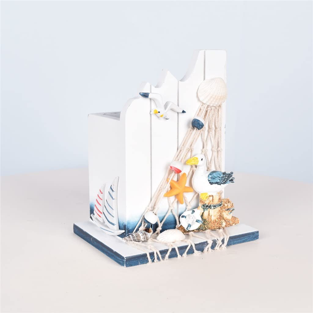 Handmade Solid Wood Mediterranean Seabird Sailing Pen Holder - Unique Home Office Desk Organizer & Decorative Storage for Pens, Pencils & Stationery - Perfect Gift for Writers, Artists & Nautical Theme Lovers