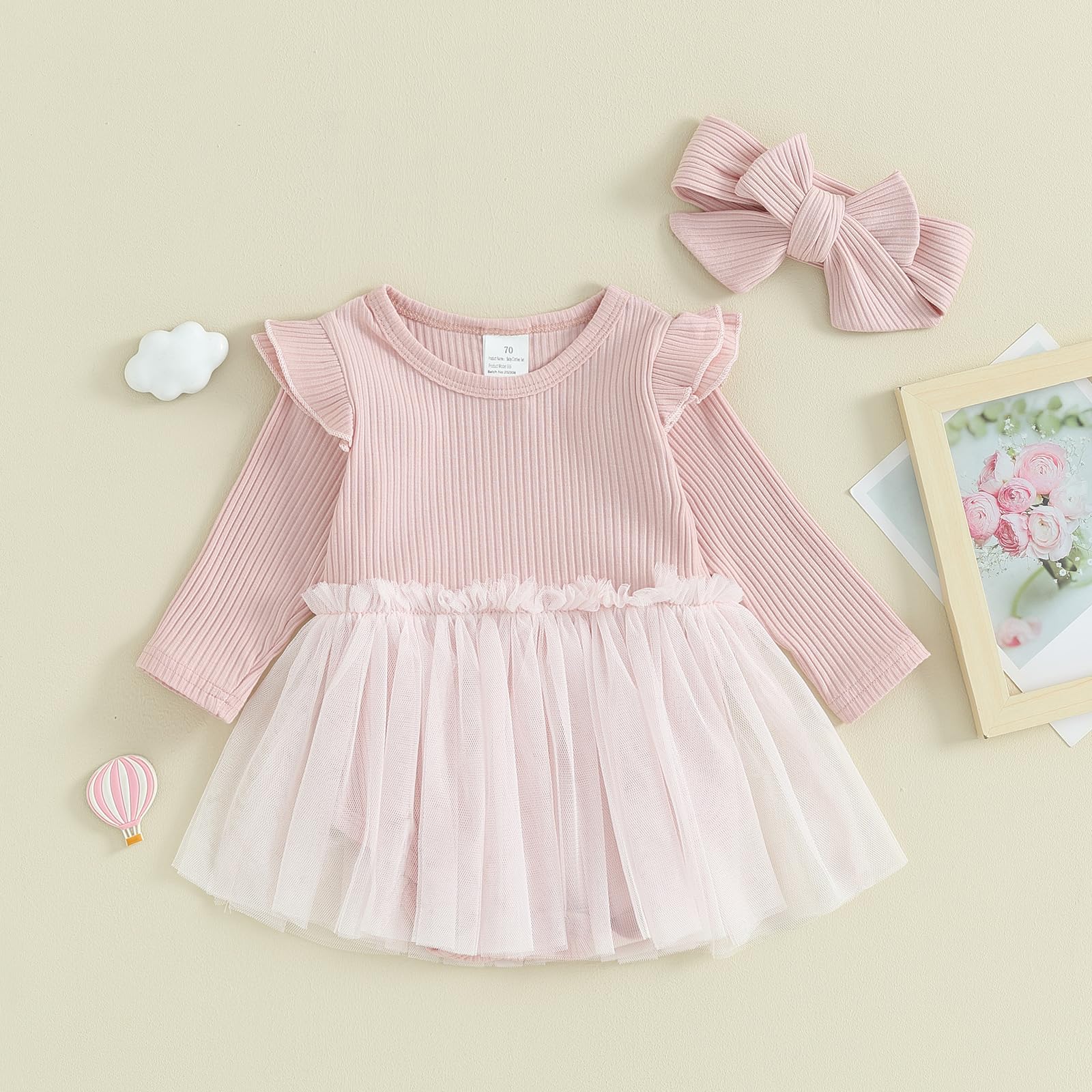 Adorable Baby Girl Fall Winter Outfits - Long Sleeve Romper Dress with Skirt | Princess Style Newborn Clothes | Perfect for Holidays, Family Photos & Special Occasions