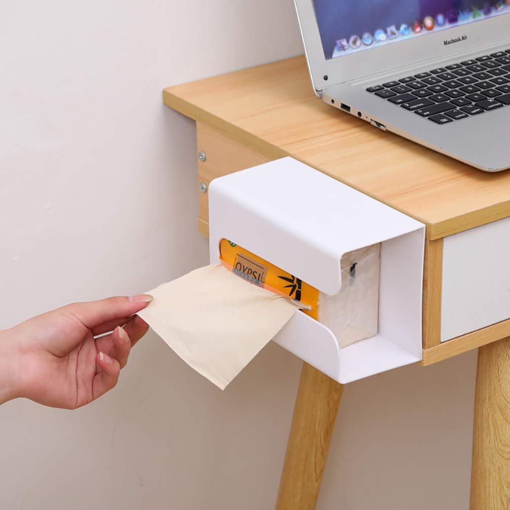 Hemoton 3-Pack White Plastic Wall-Mounted Tissue Box Holder - Hanging Paper Towel Dispenser for Bathroom, Kitchen & Makeup Counter | Space-Saving Toilet Paper Stand with ABS Material (White)