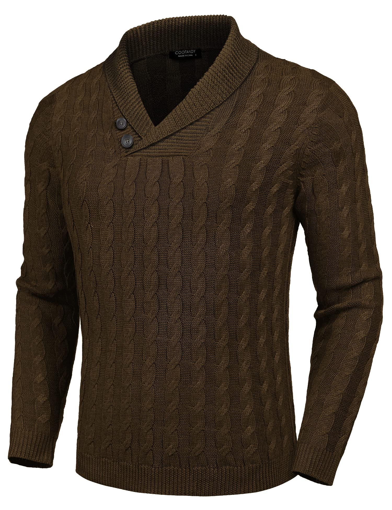 COOFANDY Men's Slim Fit Shawl Collar Cable Knit Pullover Sweater - Casual Button Cardigan for Fall & Winter | Office Wear, Date Night, Holiday Outfits