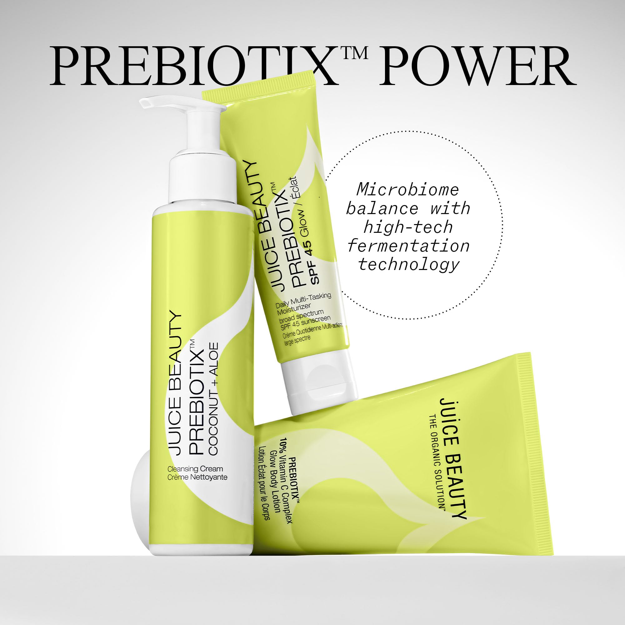 Juice Beauty Green Apple Age Defy Moisturizer with SPF 45 (60mL) + Prebiotix Glow Daily Moisturizer (50mL) - Vegan, Cruelty-Free Anti-Aging Skincare Set for Daily Hydration & Sun Protection | Perfect for Mature Skin & Morning Routine