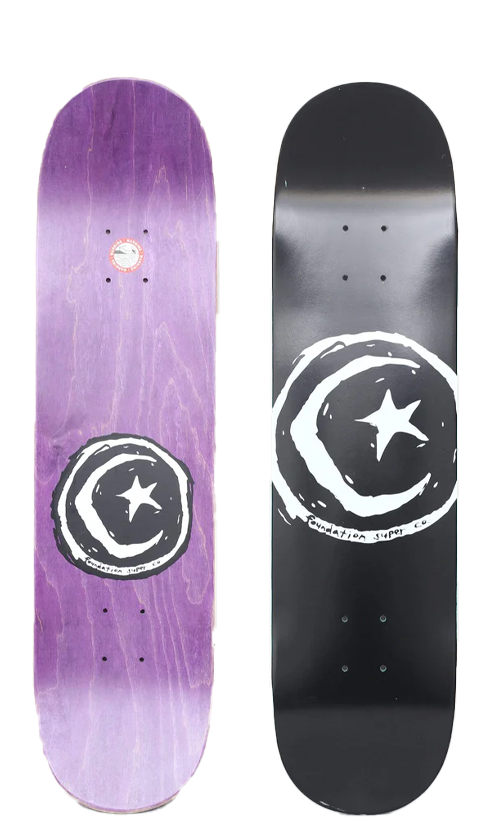 Star & Moon Skateboard Deck Black 8.375 Inch - Perfect for Street Skating & Skatepark Tricks