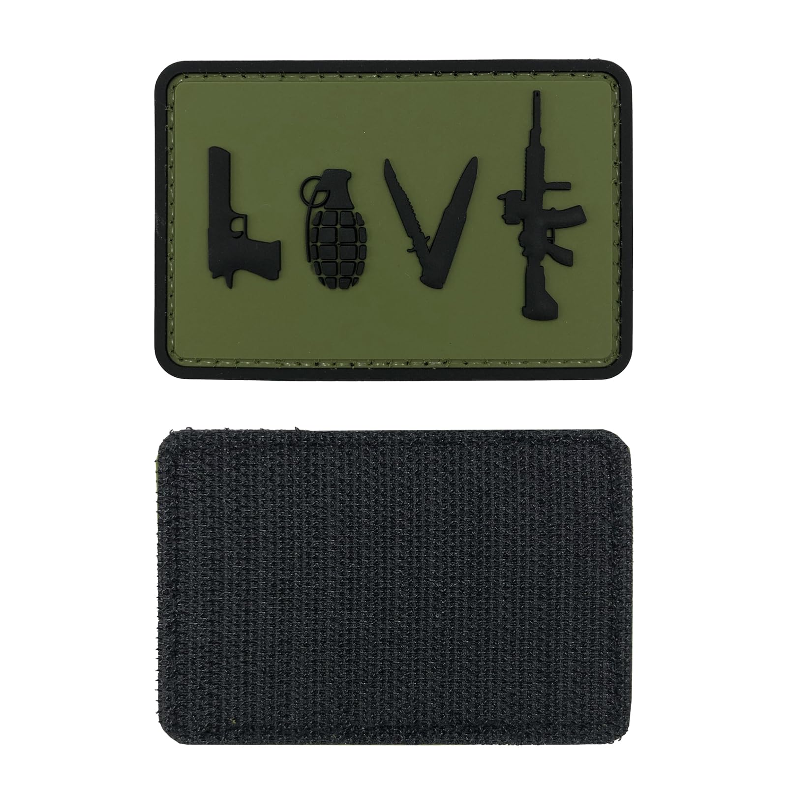 Tactical PVC Patch with Hook Fastener - Love Symbol Sign for Military Gear & Backpacks - OD Green & Black by uuKen Tactical - Perfect for Morale Patches, Tactical Vests & Outdoor Equipment