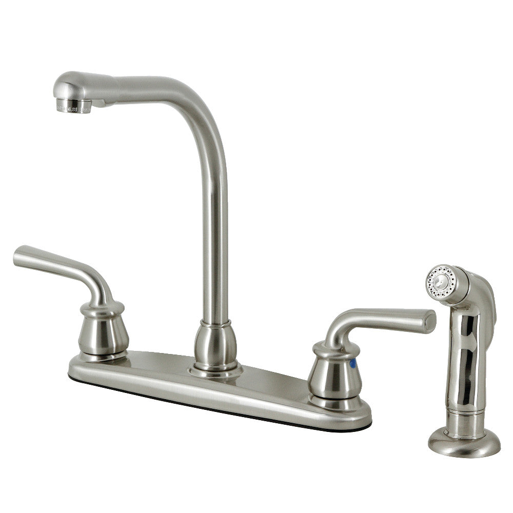 Kingston Brass KB711RXLSP 8-Inch Centerset Kitchen Faucet with Side Sprayer - Vintage Style Pull-Out Sprayer for Farmhouse Sink, Perfect for Remodeling and Modern Home Upgrades