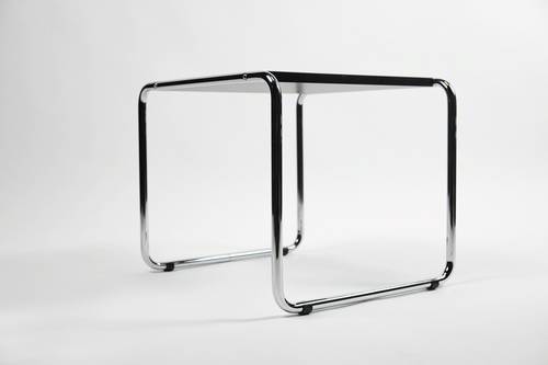 Marcel Breuer Small Laccio Table - Mid-Century Modern Side Table for Living Room, Bedroom & Office - Compact Design with Chrome Frame & Glass Top