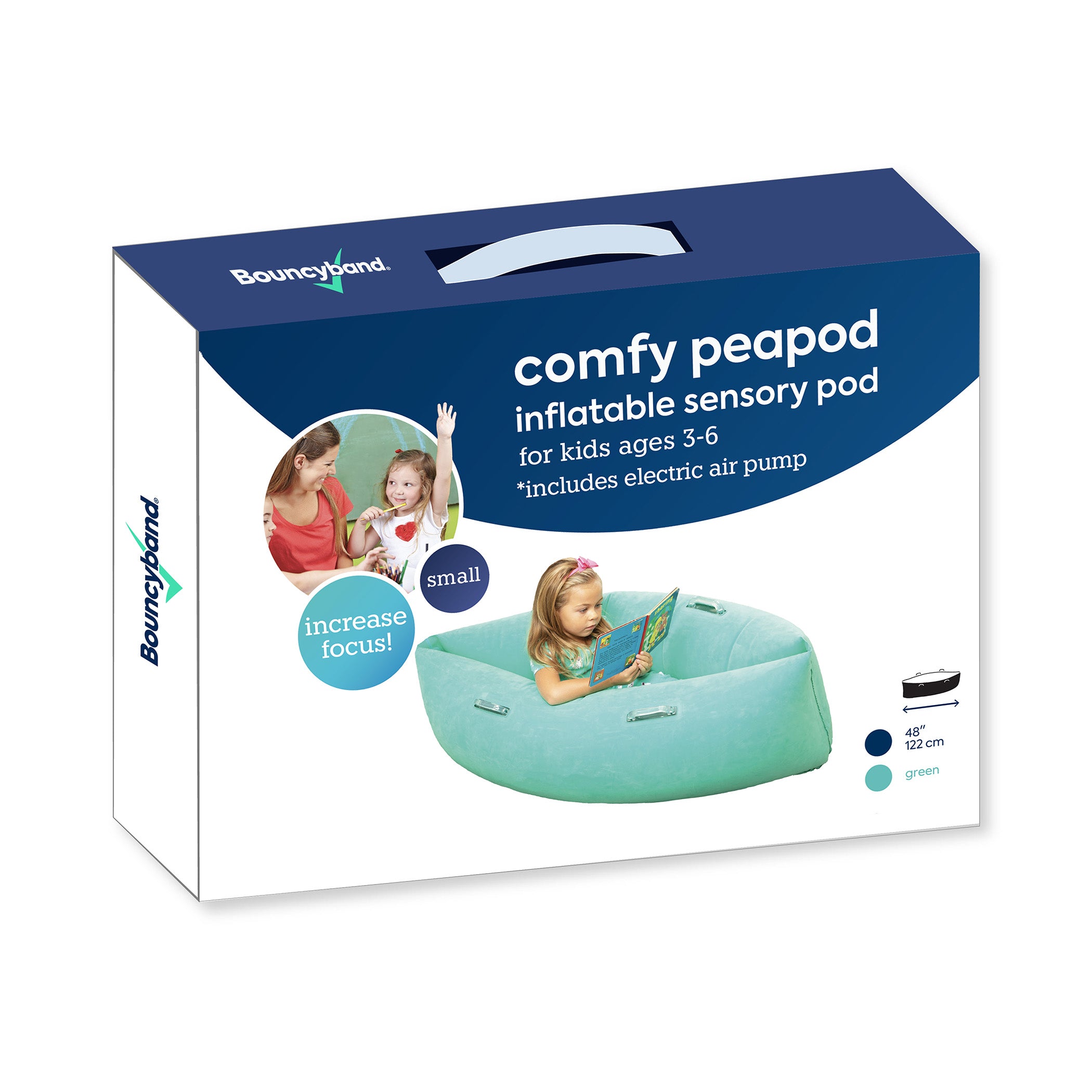 Bouncyband Comfy Hugging Peapod Sensory Pod for Kids - Green | Calming Sensory Tool for Autism, ADHD & Anxiety Relief | Perfect for Classrooms, Therapy Rooms & Home Use