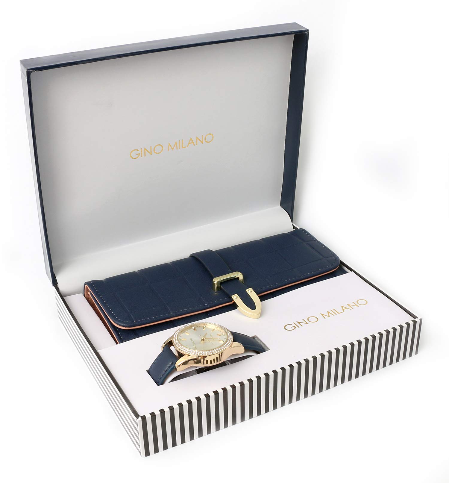 Luxury Women's Gold Leather Band Watch & Matching Tri-Fold Wallet Set - Perfect Gift for Birthday, Anniversary & Special Occasions