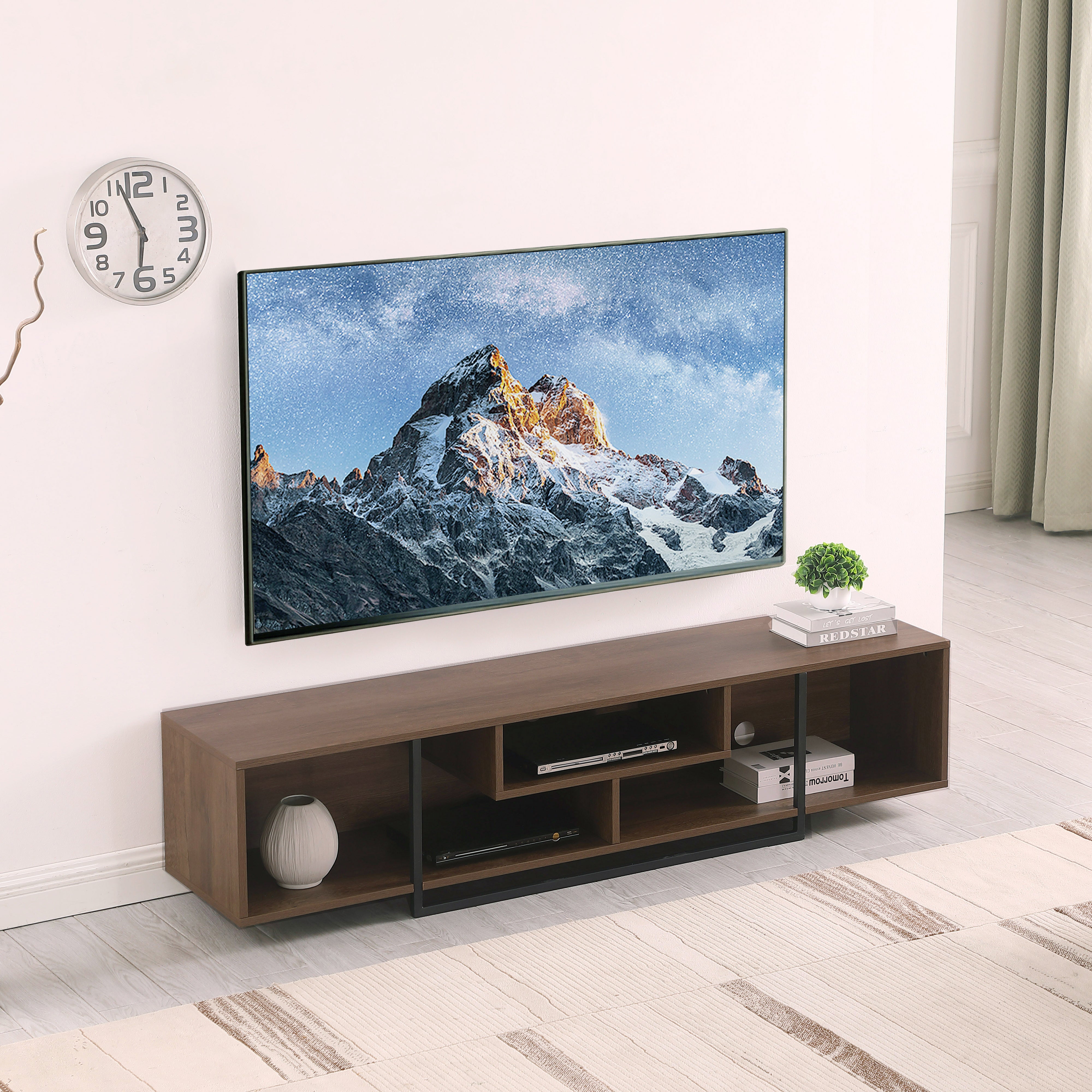 Tauris™ Vader 1800 Dark Oak Open Style Entertainment Unit TV Cabinet - Modern Media Console for Living Room Home Theater Setup