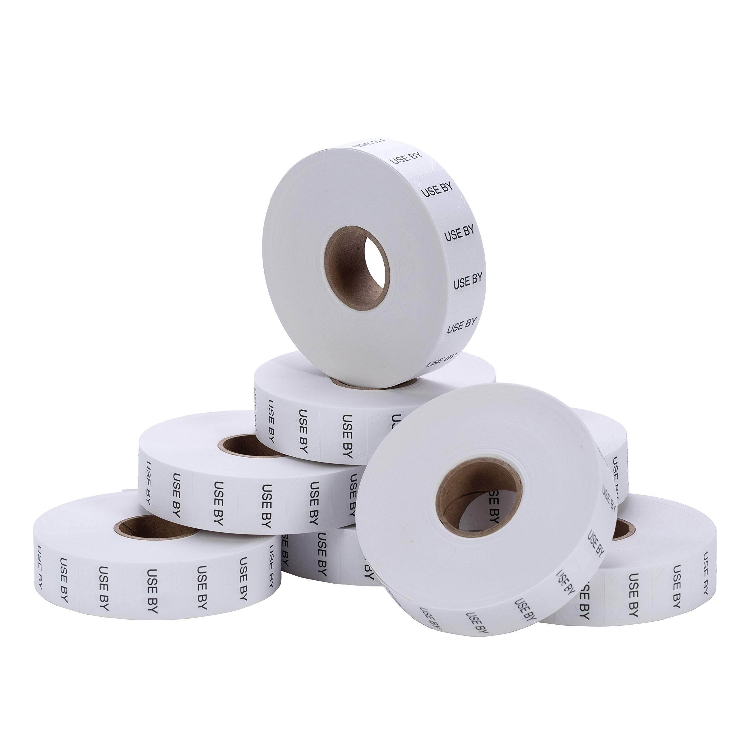 Perco USE by Labels for Monarch 1136 Price Gun - 8 Rolls (14,000 Marking Labels) with Bonus Ink Roll - Retail Pricing, Inventory Labeling & Warehouse Organization