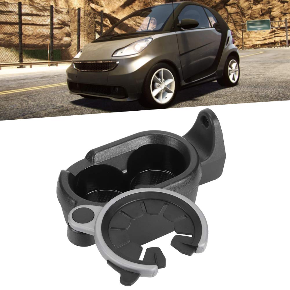 ABS Black Fortwo Cup Holder for Car Center Console - Compatible with Smart Fortwo 451 (2007 Onwards) - Perfect for Road Trips & Daily Commutes