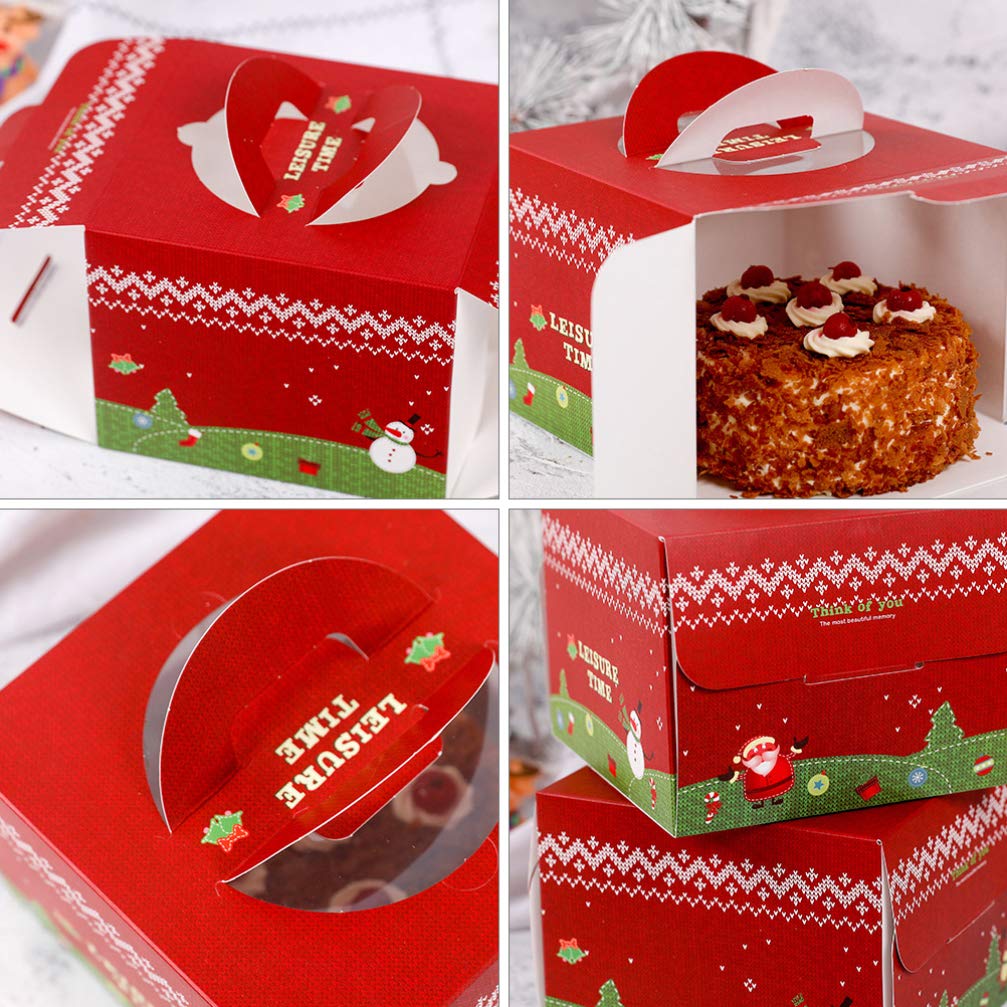 10Pcs Clear Christmas Cake Boxes with Lids - Clamshell Cake Stand Containers for Desserts, Treats & Pastries | Perfect for Holiday Baking, Party Favors & Takeout Treats