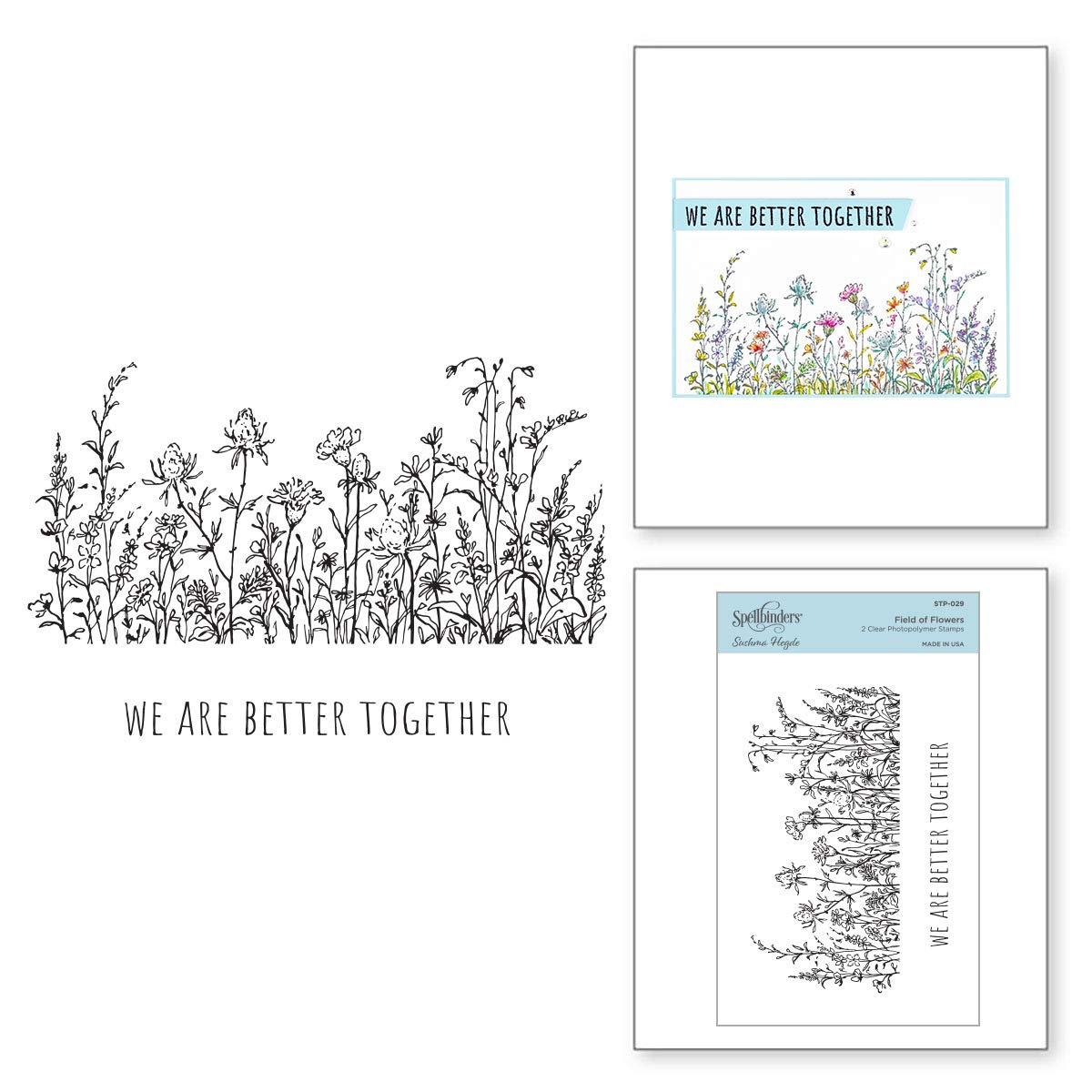 Spellbinders Field of Flowers Stamp Set for Card Making, Scrapbooking & DIY Crafts – Floral Design Rubber Stamps for Handmade Greeting Cards, Journals, and Paper Projects