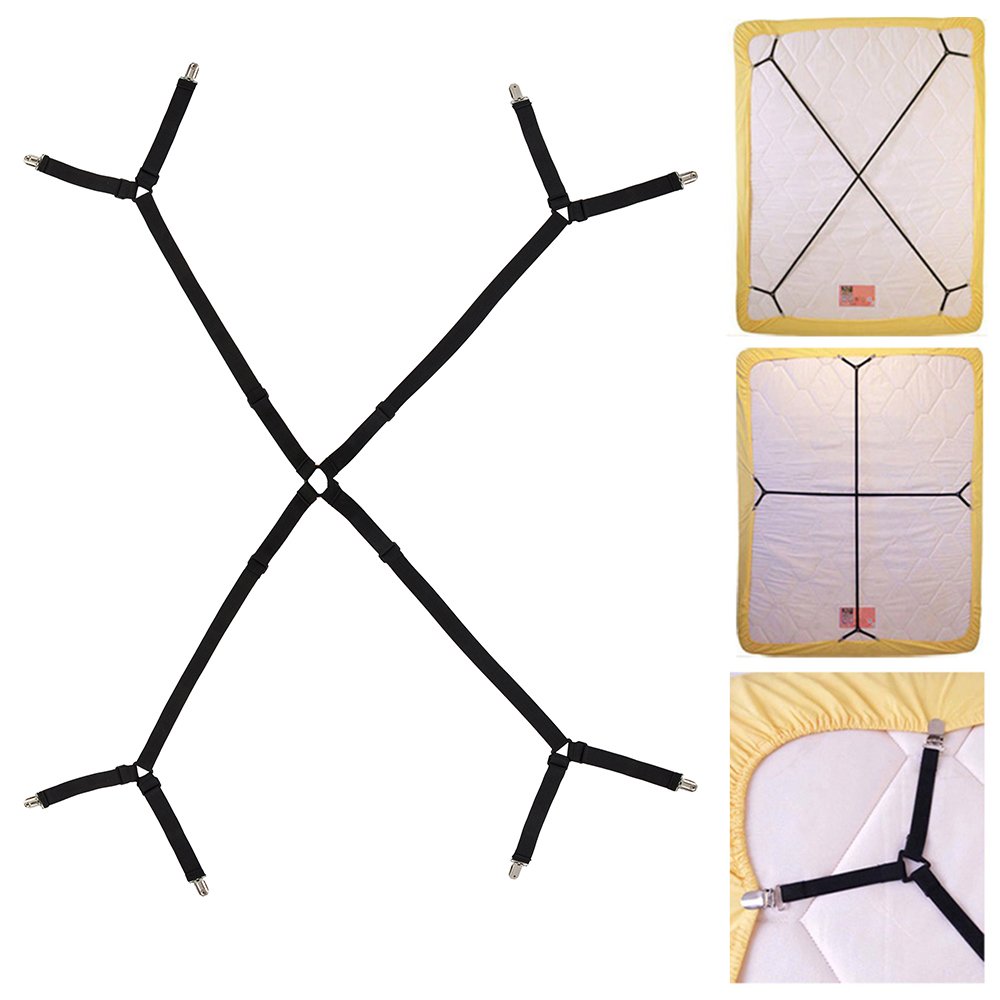 Adjustable Triangle Bed Sheet Holder Straps - Secure Fitted Sheets for King, Queen & Twin Size Beds - Non-Slip Sheet Fasteners & Grippers - Perfect for Deep Pocket Mattresses & Active Sleepers (Style 2)