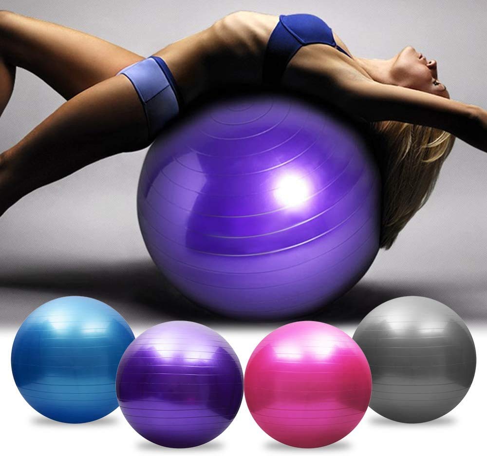 Premium Anti-Burst Yoga Ball - Extra Thick Stability & Balance Ball for Pilates, Barre, Physical Therapy & Home Fitness (45CM/55CM/65CM/75CM) - Includes Free Air Pump - Perfect for Gym, Office & Pregnancy Exercises