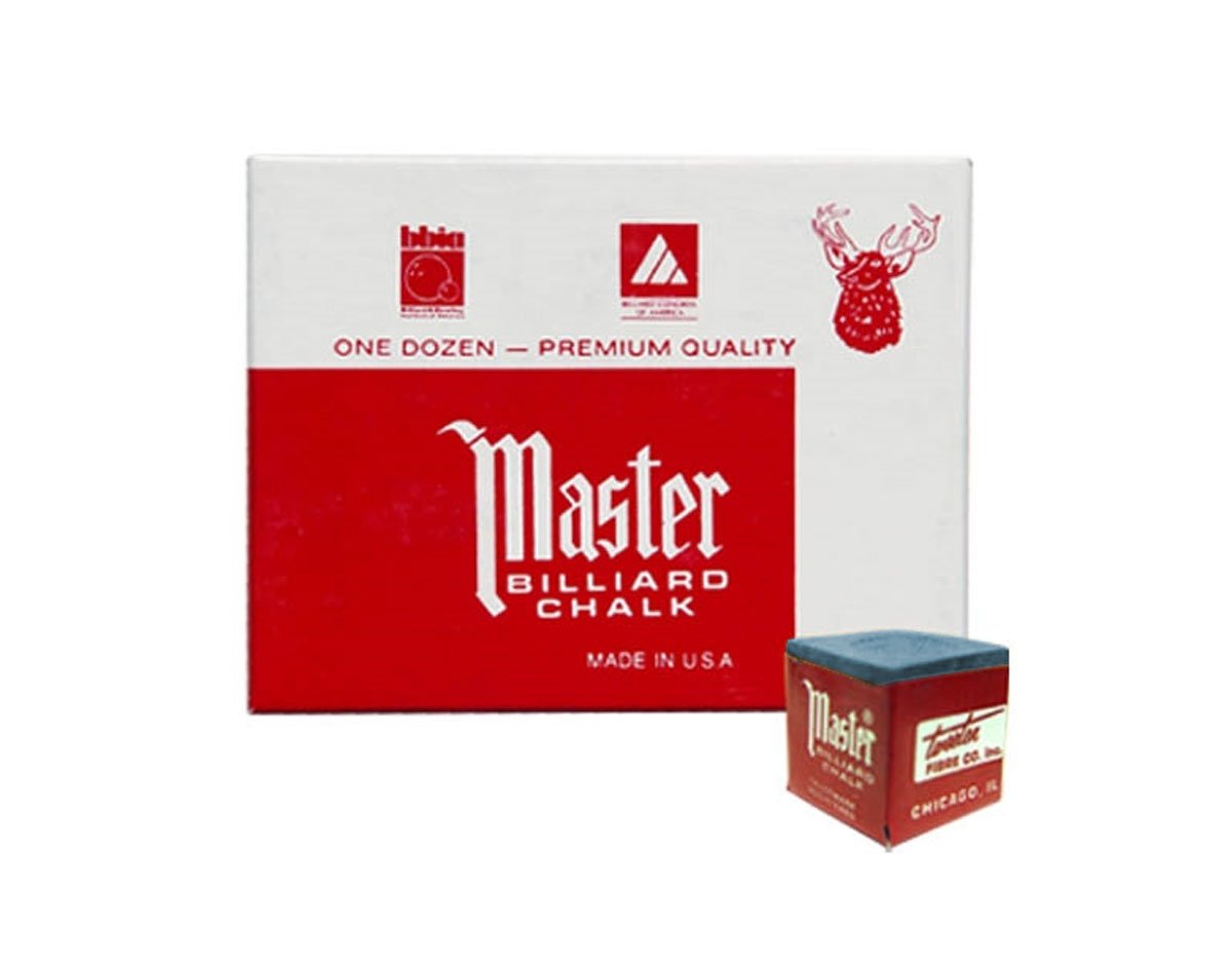 Premium Master Billiard Cue Chalk - 12-Piece Box (Sky Blue) | Non-Slip Grip for Pool Sticks | Perfect for Professional & Home Pool Tables, Bars, and Game Rooms