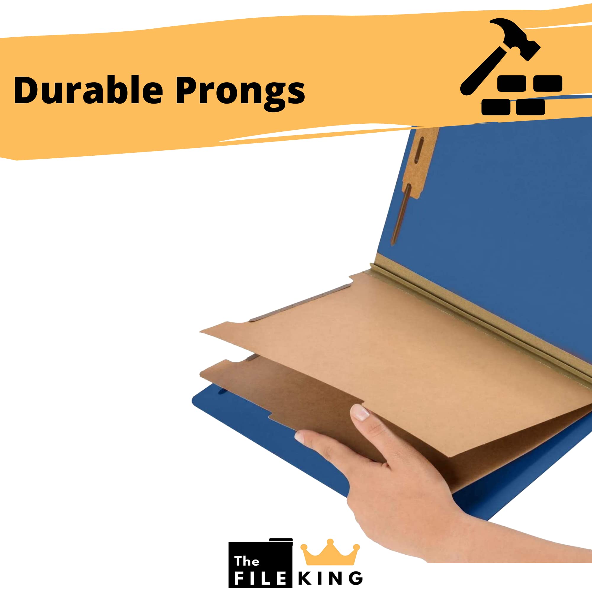 The File King 2-Inch Expansion Pressboard Classification Folders - 10 Pack Letter Size, Dark Blue | Made in USA | Medical & Office File Folders with Dividers & Prongs | Perfect for Organizing Patient Records, Legal Documents & Office Files